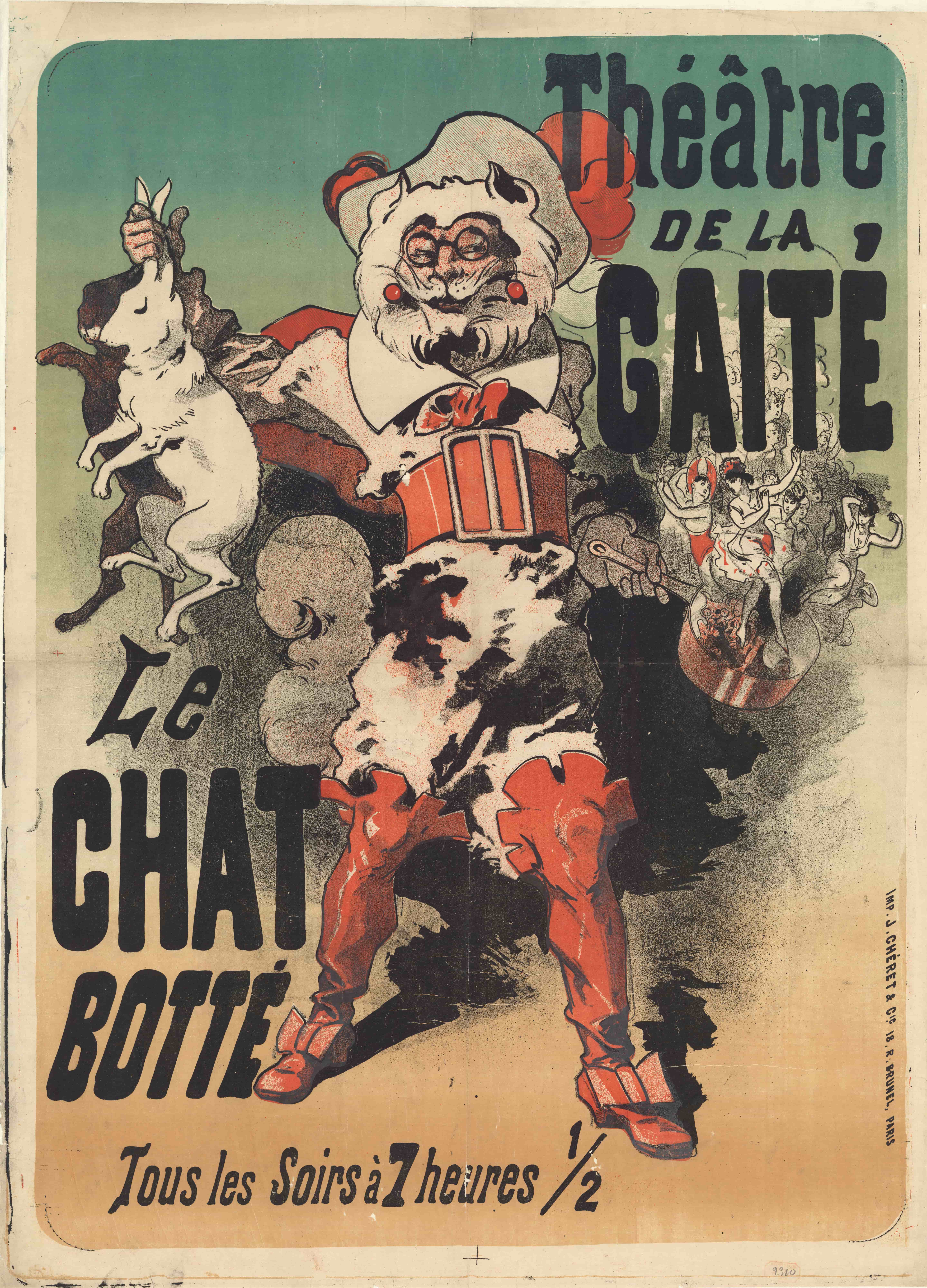 《盖特剧院。穿靴子的猫》（Gaité Theater. Puss in Boots）｜朱尔·谢雷 Jules Chéret｜1878