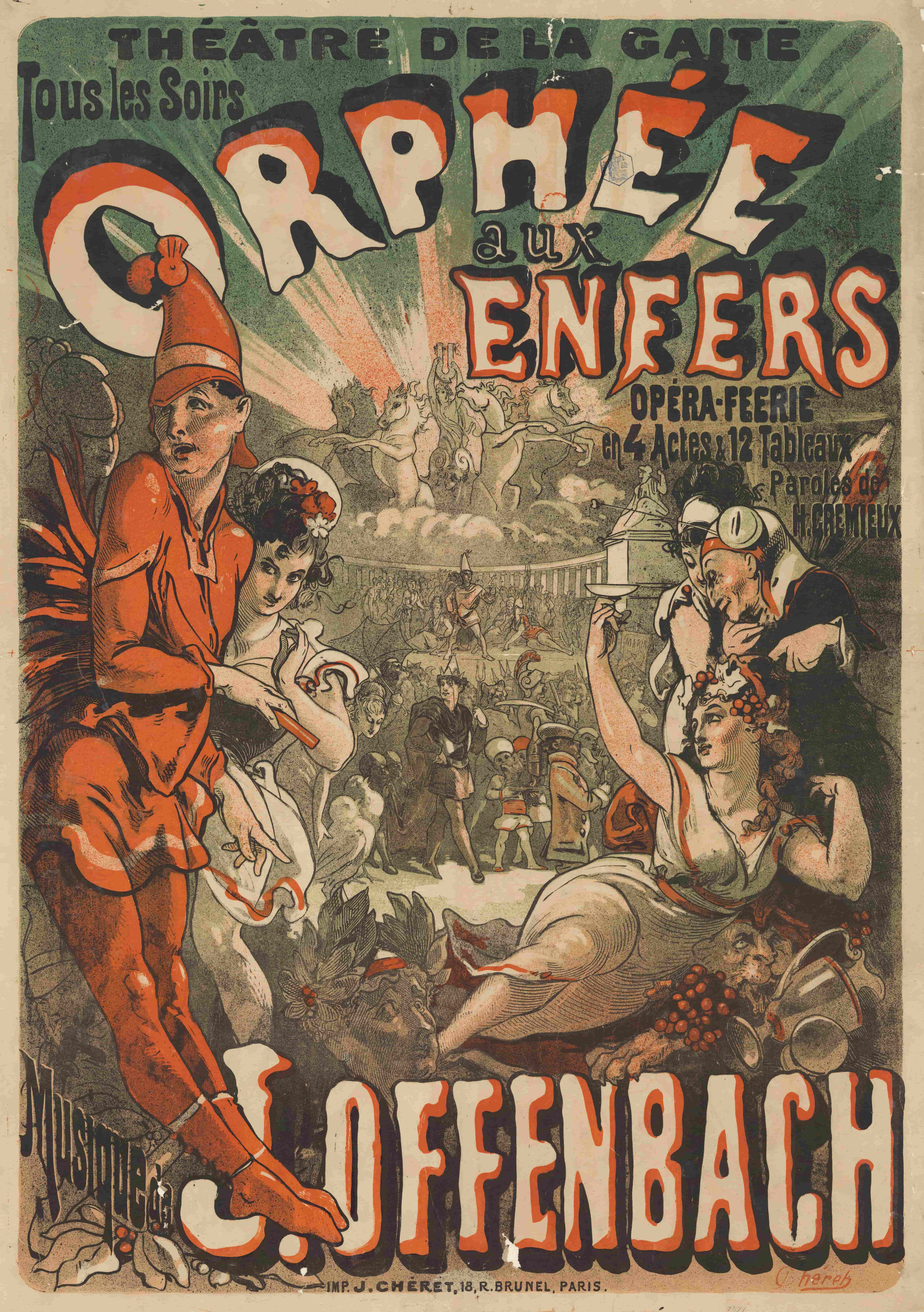 《雅克·奥芬巴赫的《地狱中的俄耳甫斯》（Jacques Offenbach's Orpheus in Hell）｜朱尔·谢雷 Jules Chéret｜1878