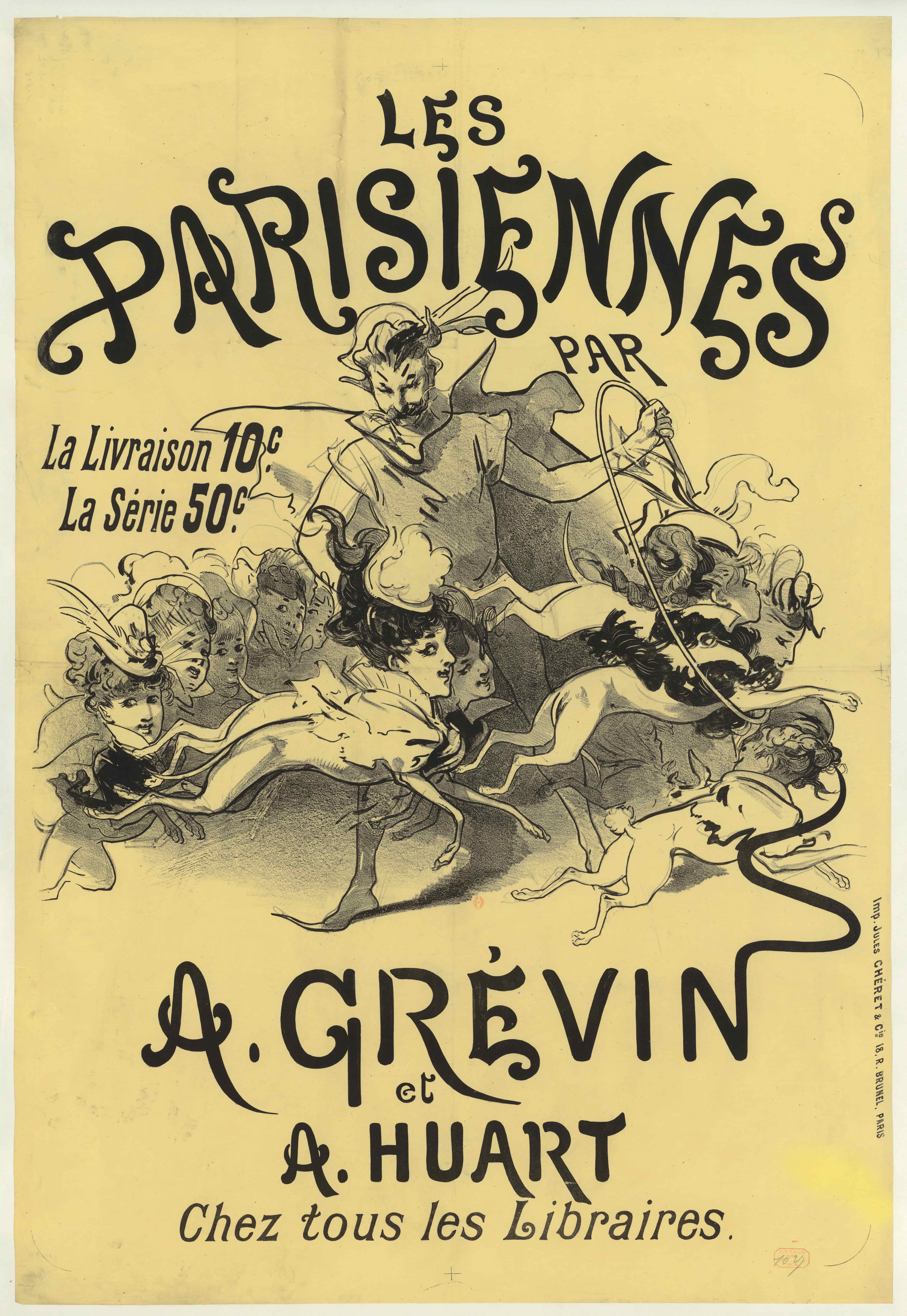 《Les Parisiennes，交付 10 c…A. Grévin 和 A. Huart》（Les Parisiennes, delivery 10 c… A. Grévin and A. Huart）｜朱尔·谢雷 Jules Chéret｜1878