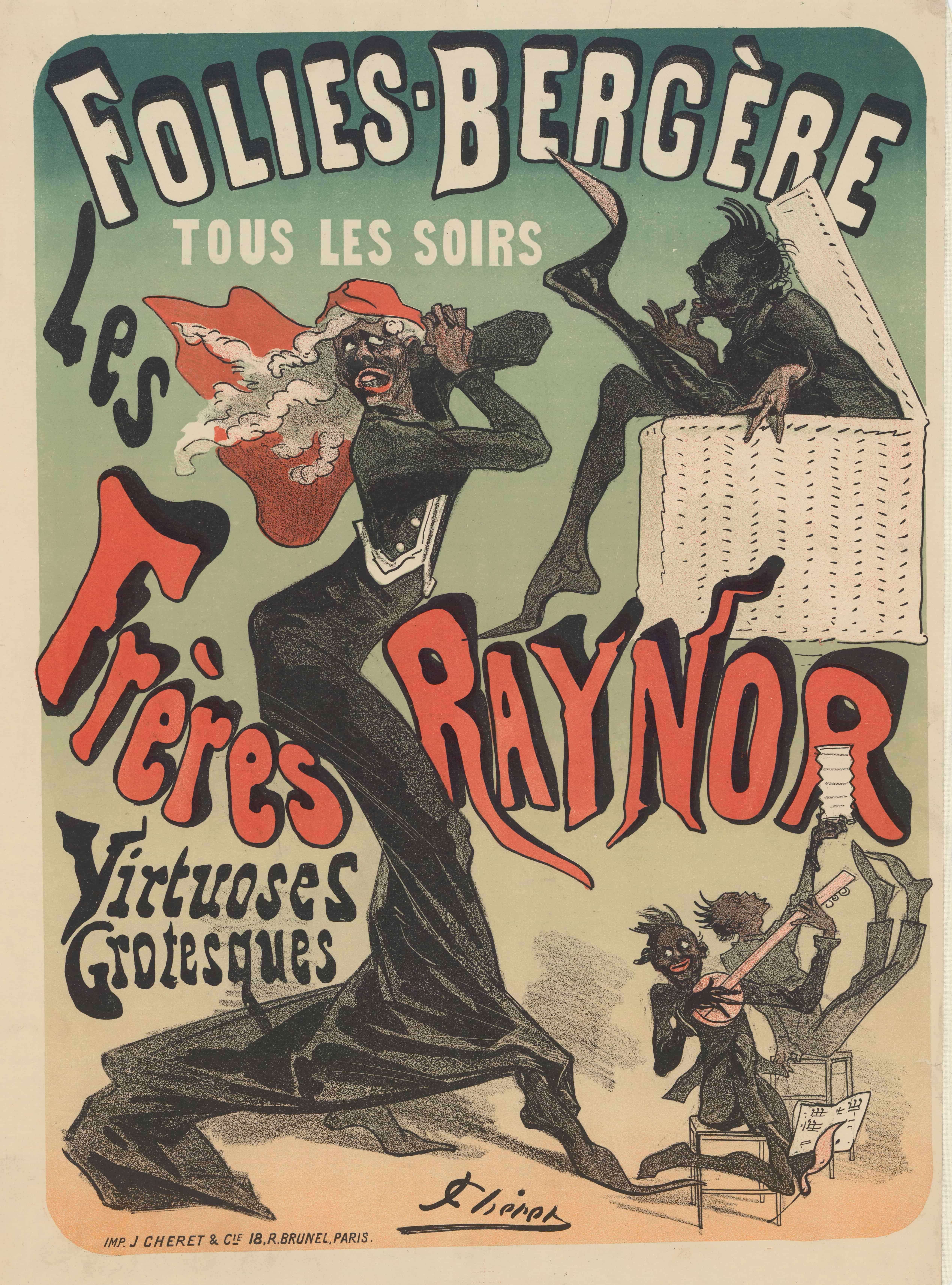 《Folies Bergère…Les frères Raynor，怪诞的艺术大师》（Folies Bergère… Les frères Raynor, virtuoses grotesques）｜朱尔·谢雷 Jules Chéret｜1879