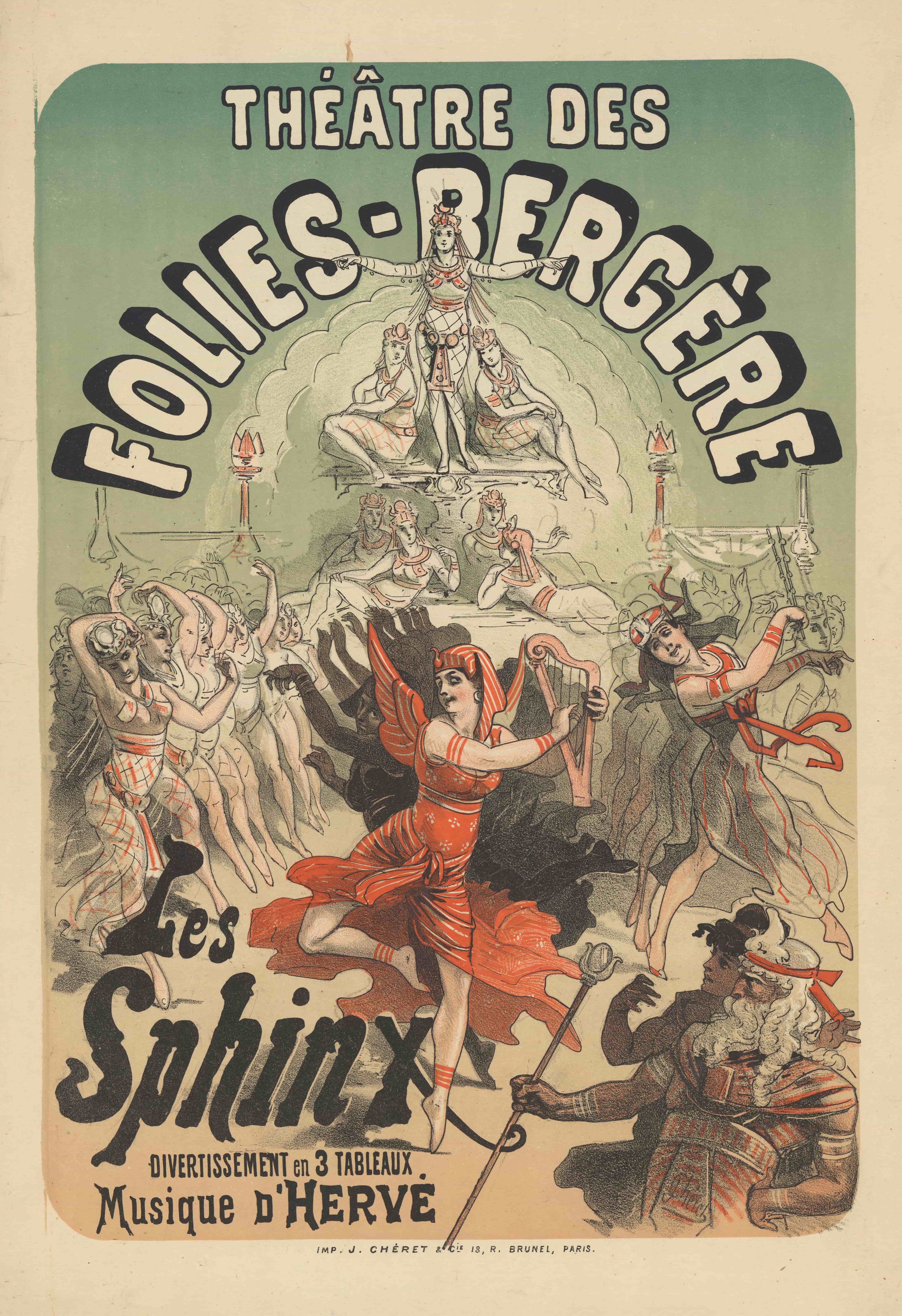 《Folies-Bergère 剧院。狮身人面像》（Folies-Bergère Theater. The Sphinxes）｜朱尔·谢雷 Jules Chéret｜1879
