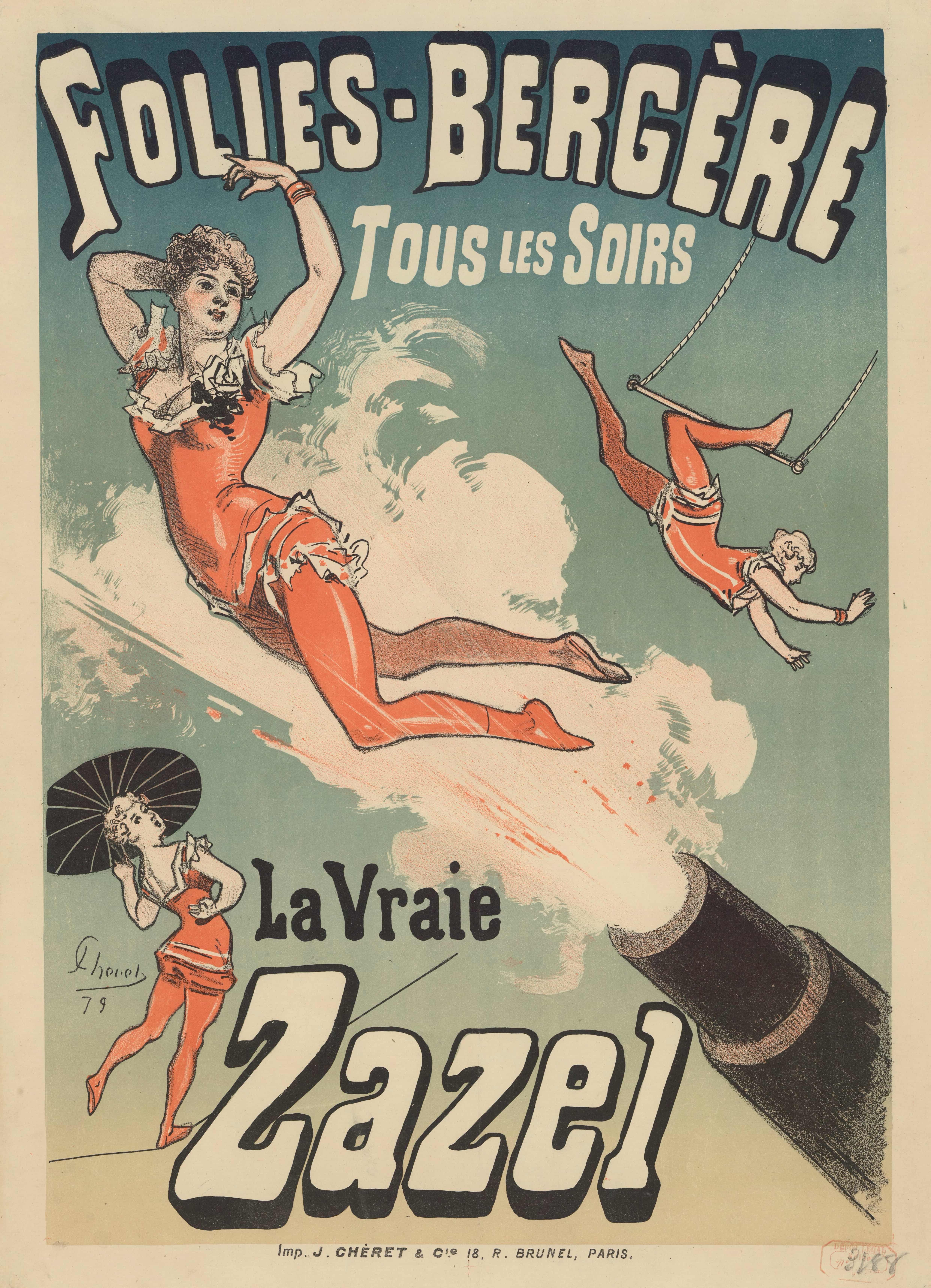 《Folies-Bergère。真实的扎泽尔》（Folies-Bergère. The Real Zazel）｜朱尔·谢雷 Jules Chéret｜1879