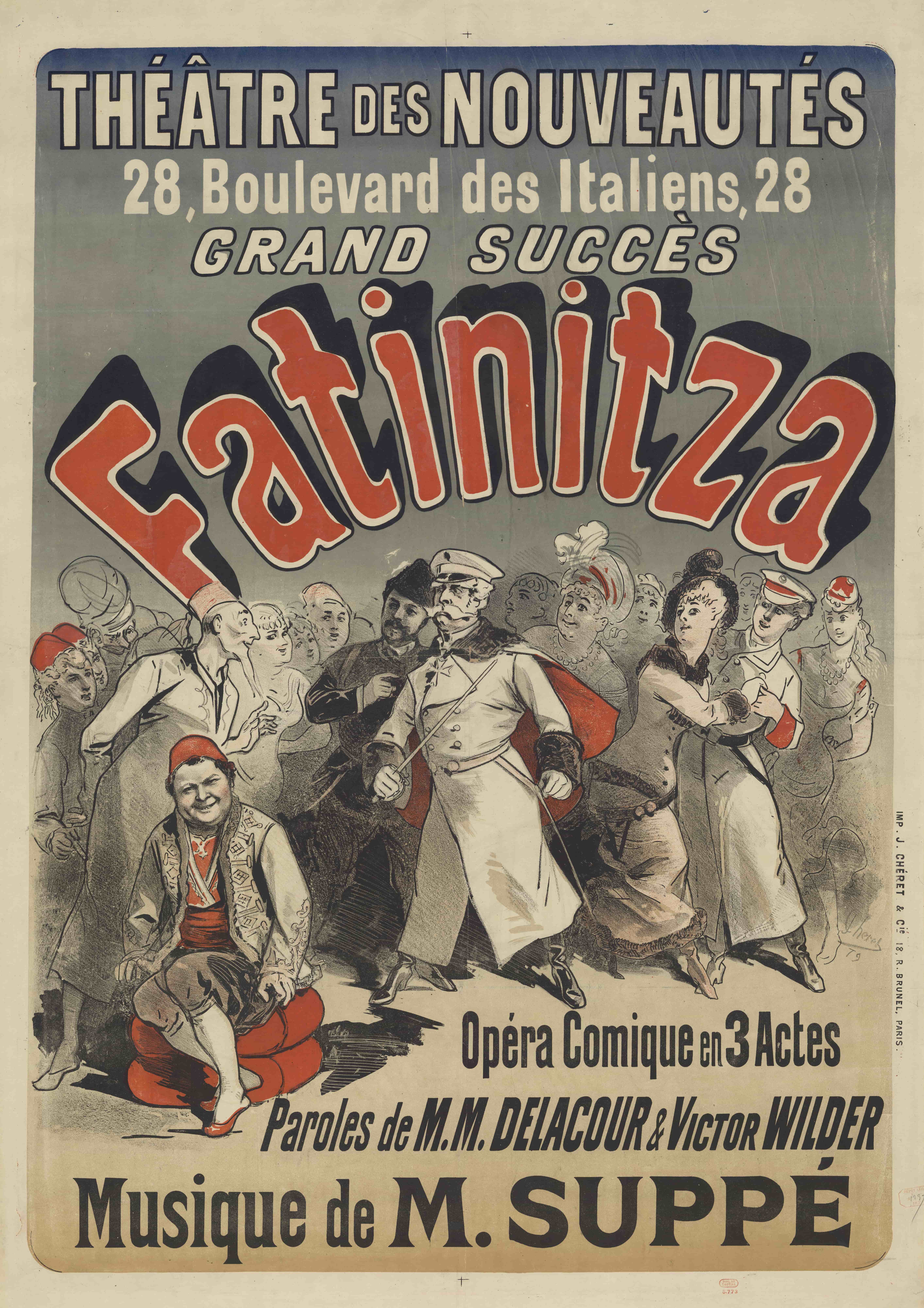 《新奇剧场。法蒂尼扎。音乐：M. Suppé》（Theater of Novelties. Fatinitza. Music by M. Suppé）｜朱尔·谢雷 Jules Chéret｜1879