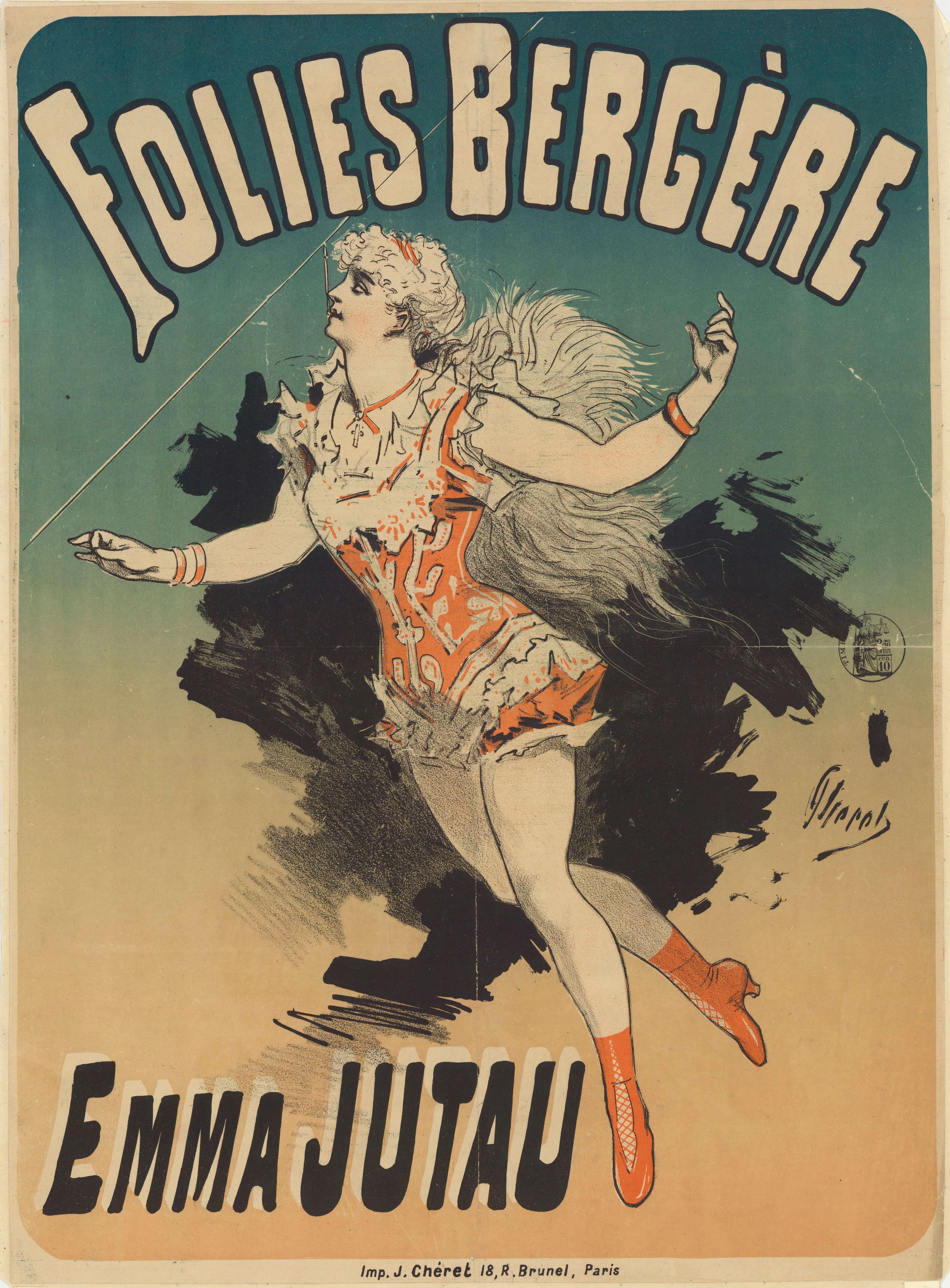 《游乐厅…Emma Jutau》（Folies Bergère…Emma Jutau）｜朱尔·谢雷 Jules Chéret｜1880