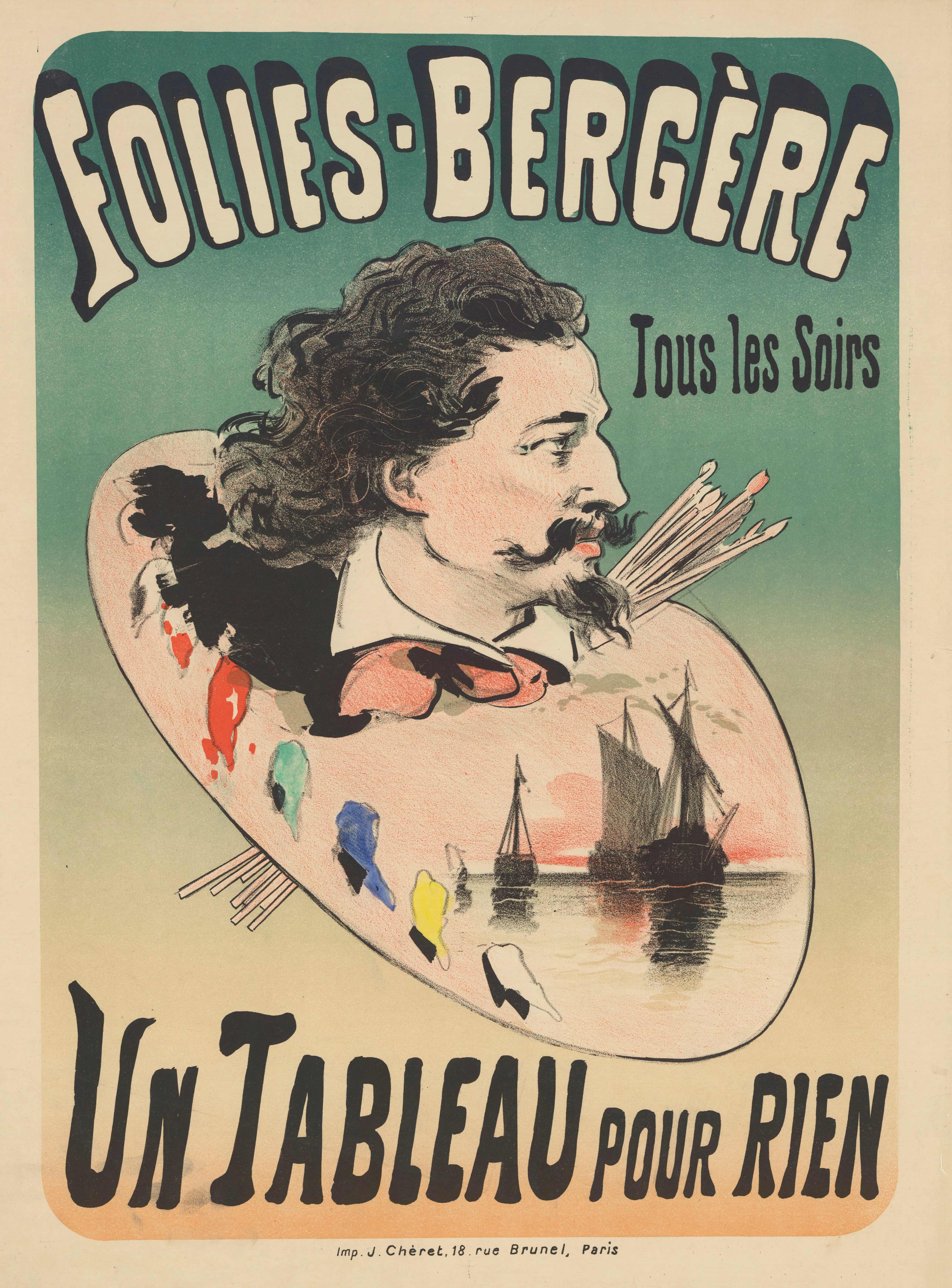 《Folies-Bergère。不劳而获的一幅画》（Folies-Bergère. A painting for nothing）｜朱尔·谢雷 Jules Chéret｜1880
