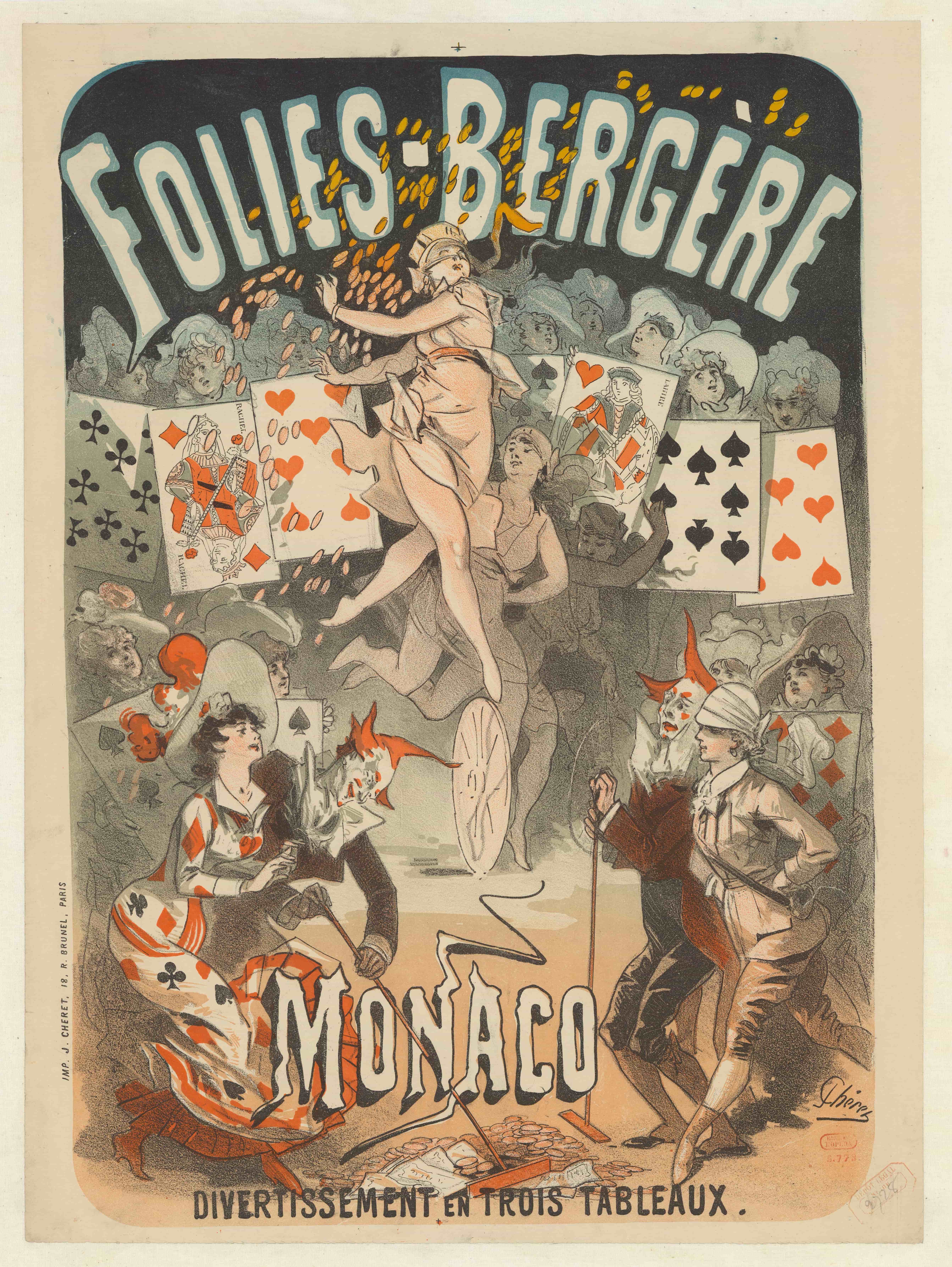 《Folies-Bergère。摩纳哥，三个场景的娱乐》（Folies-Bergère. Monaco, entertainment in three scenes）｜朱尔·谢雷 Jules Chéret｜1880