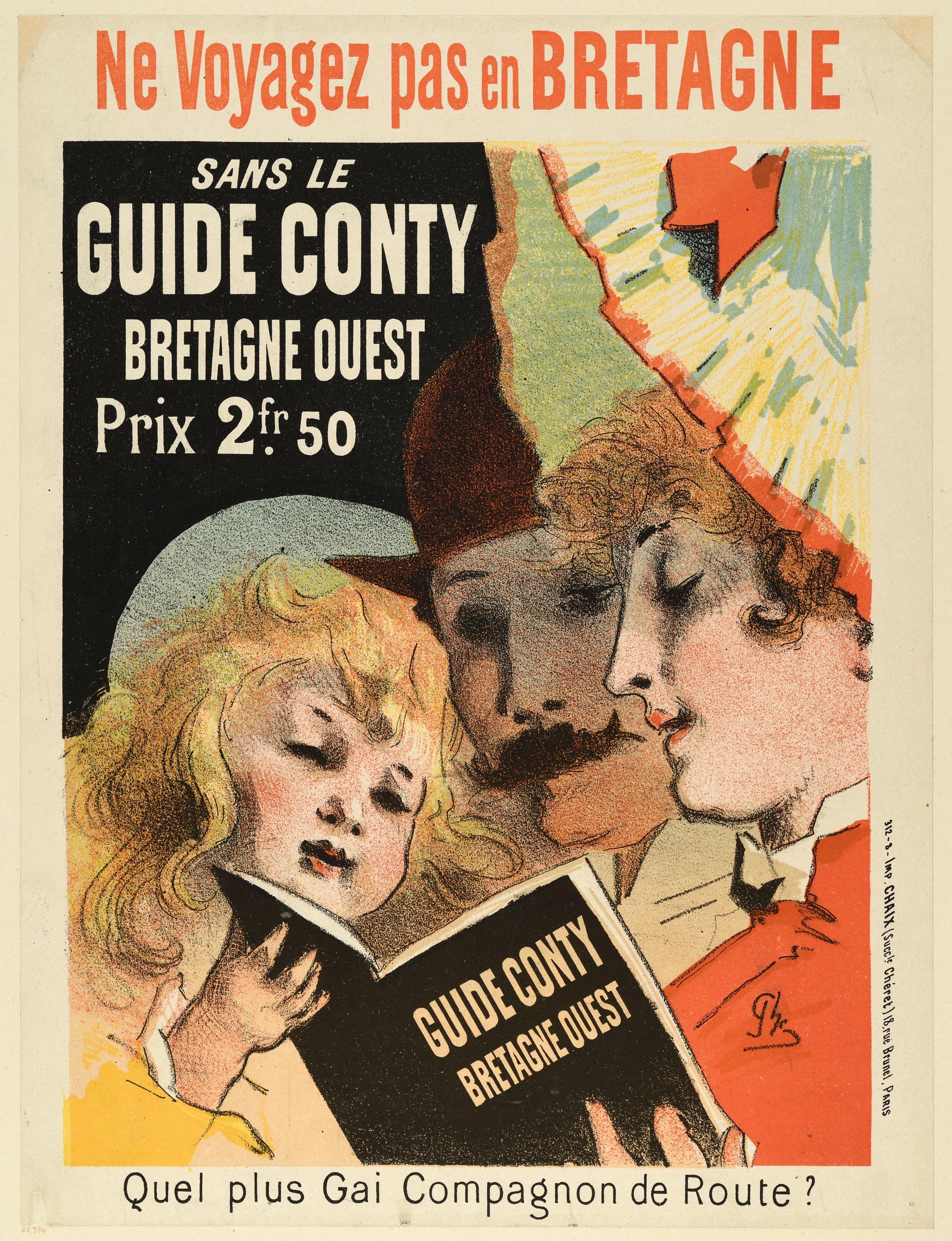 《没有康蒂布列塔尼西部指南就不要去布列塔尼旅行》（Don't travel to Brittany without the Conty Bretagne Ouest Guide）｜朱尔·谢雷 Jules Chéret｜1881–1890