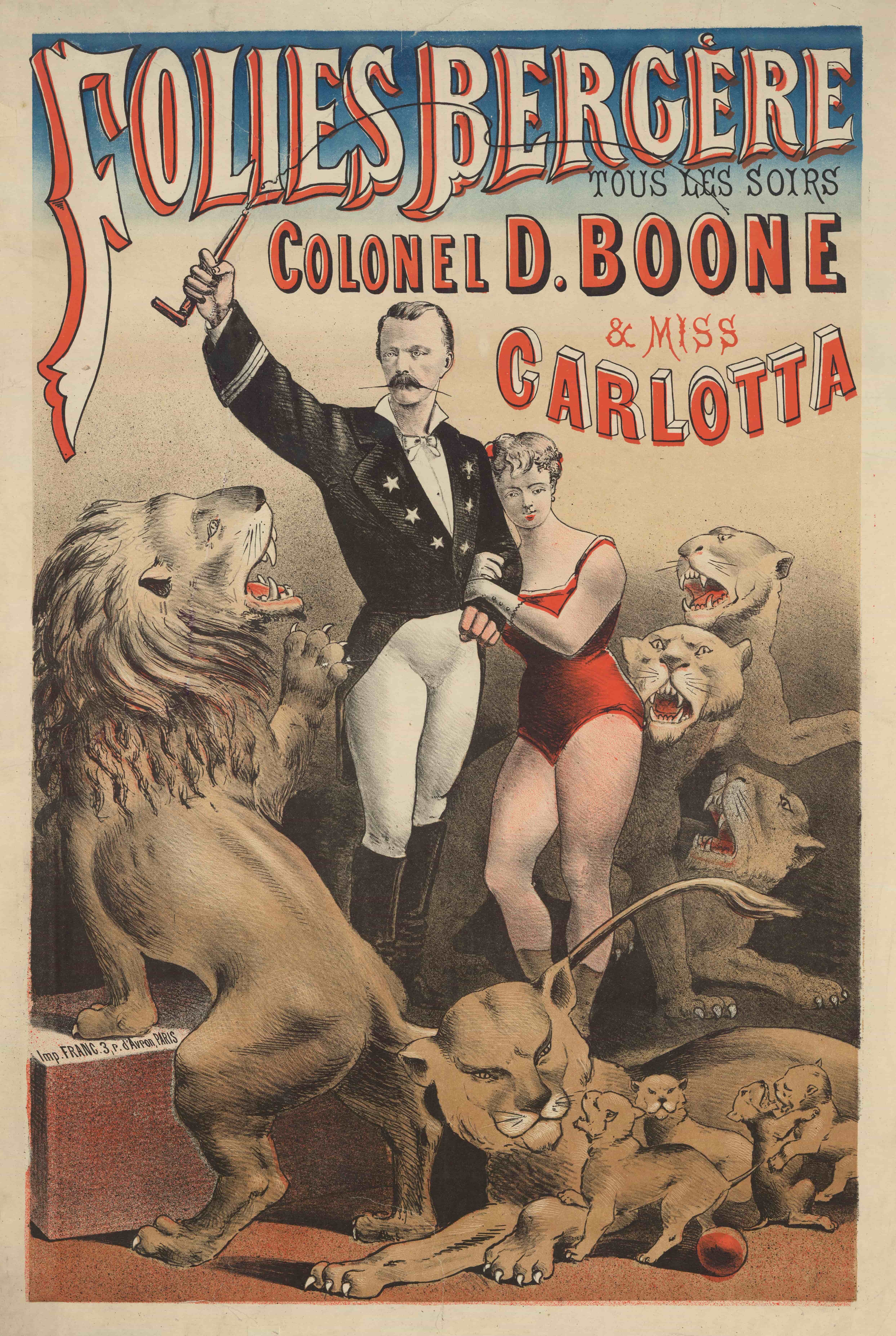 《Folies-Bergère。 D.布恩上校和卡洛塔小姐》（Folies-Bergère. Colonel D. Boone and Miss Carlotta）｜朱尔·谢雷 Jules Chéret｜1881
