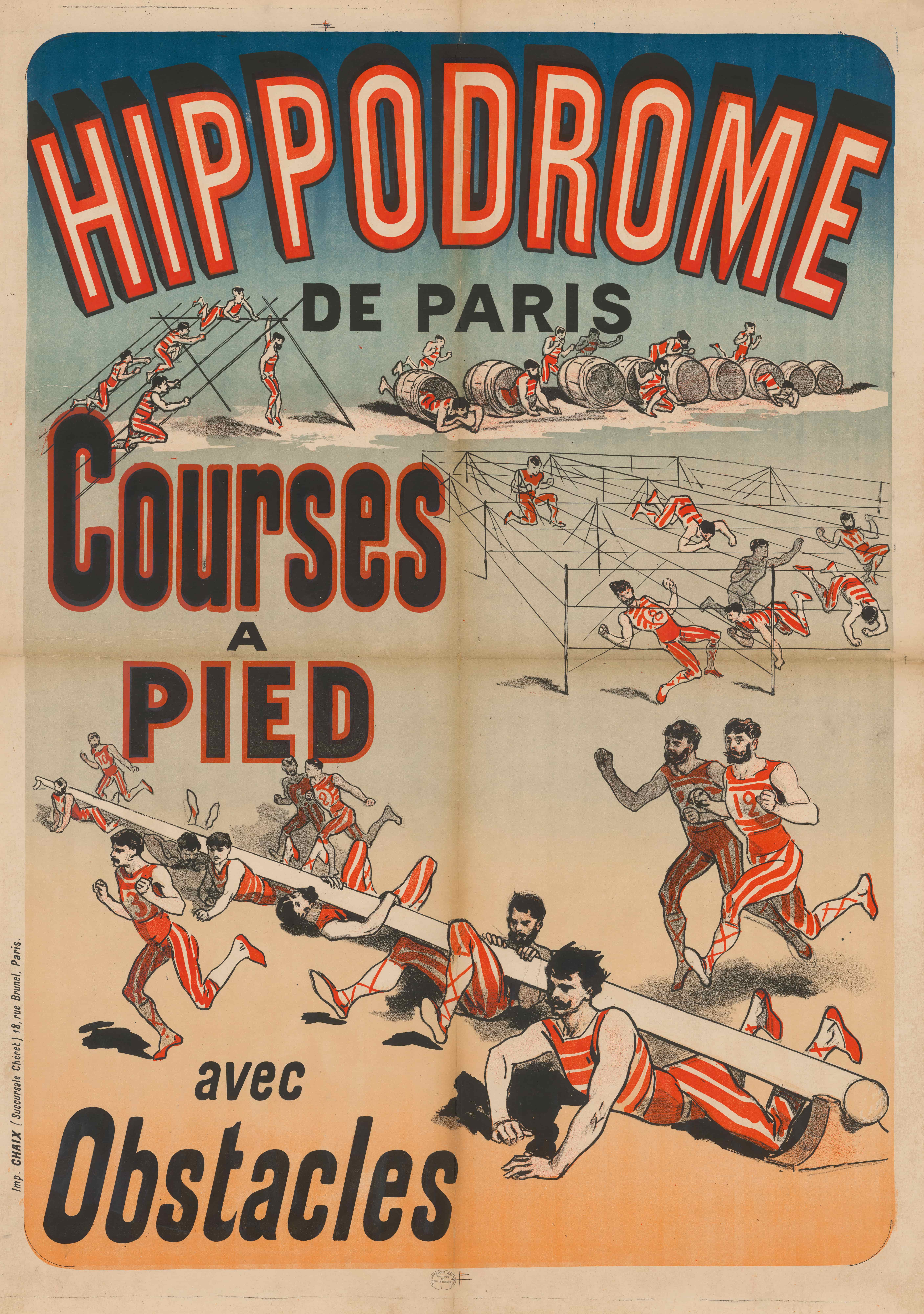 《巴黎赛马场。有障碍的跑步比赛》（Paris Hippodrome. Running races with obstacles）｜朱尔·谢雷 Jules Chéret｜1881