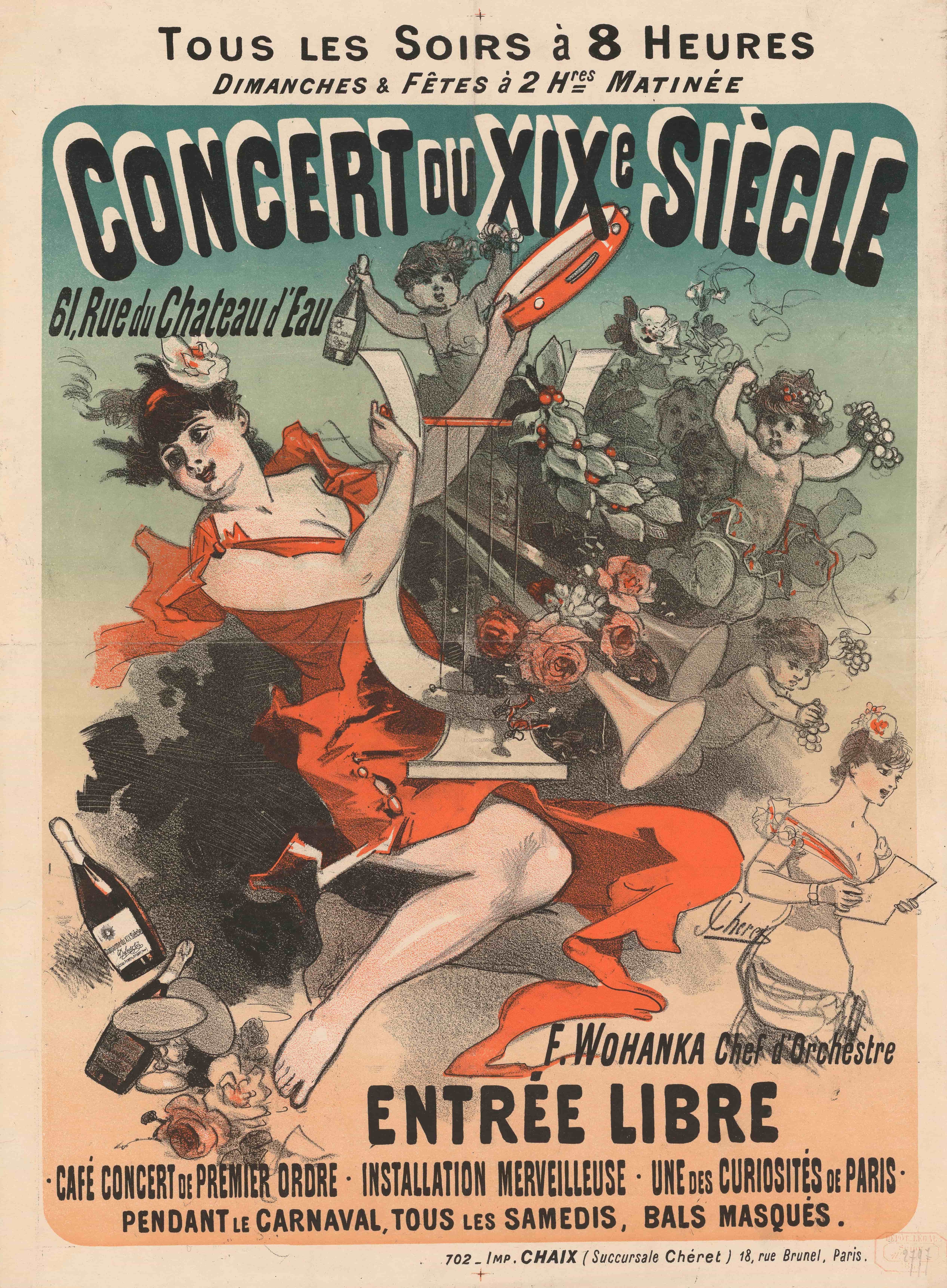 《19 世纪音乐会……F. Wohanka 指挥》（19th century concert… F. Wohanka conductor）｜朱尔·谢雷 Jules Chéret｜1882