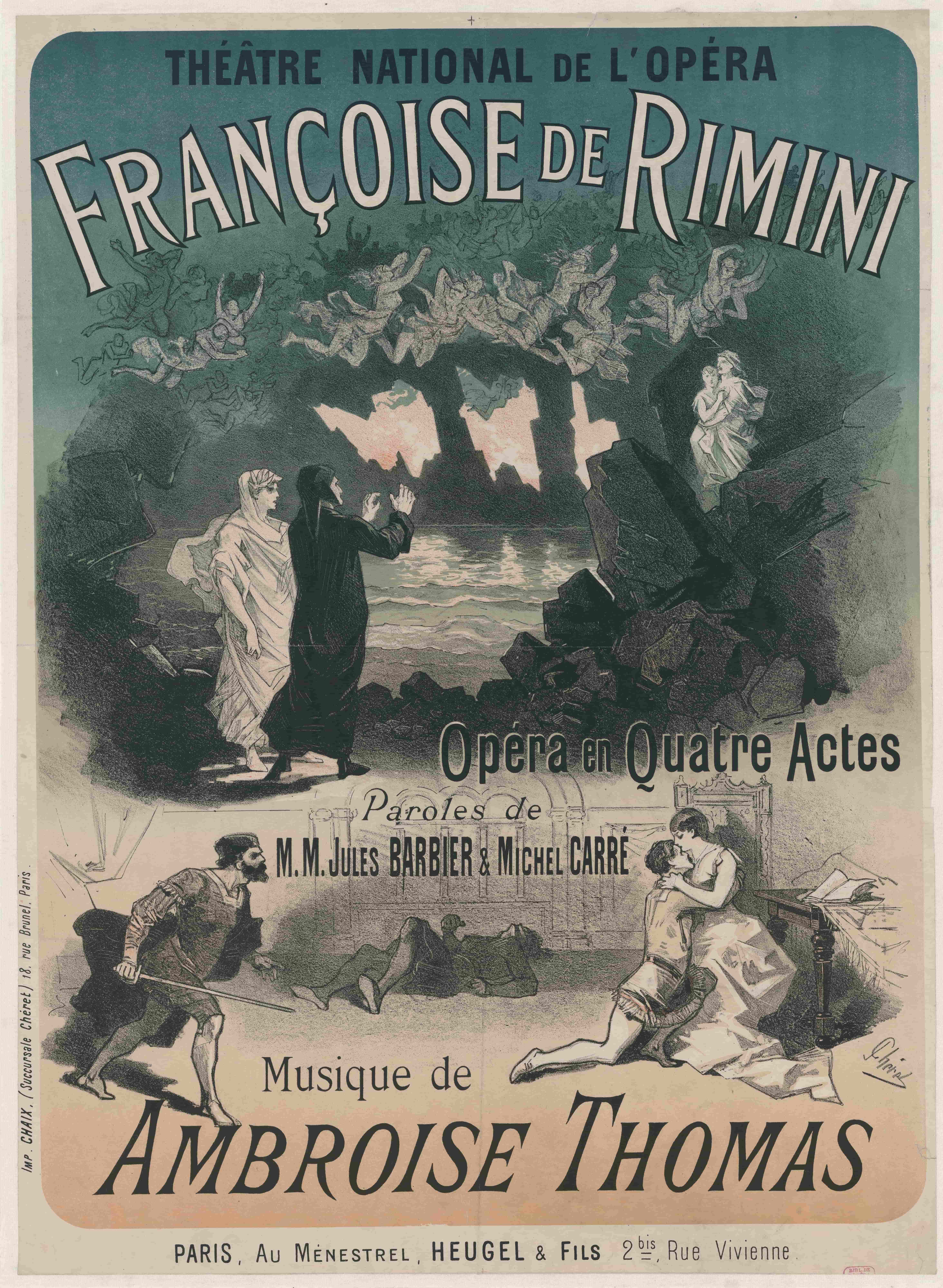 《国家歌剧院。弗朗索瓦丝·德·里米尼，四幕歌剧》（National Opera Theater. Francoise de Rimini, opera in four acts）｜朱尔·谢雷 Jules Chéret｜1882