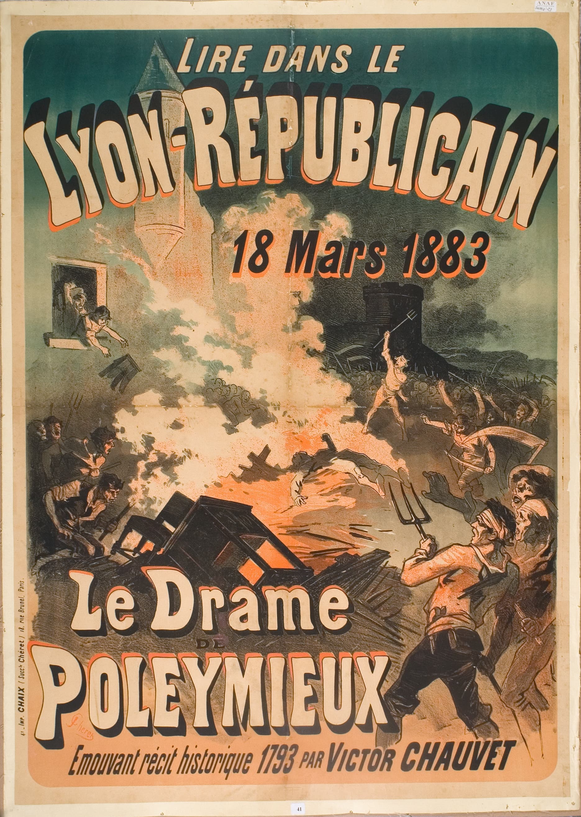 《波莱米厄的戏剧》（The drama of Poleymieux）｜朱尔·谢雷 Jules Chéret｜1883