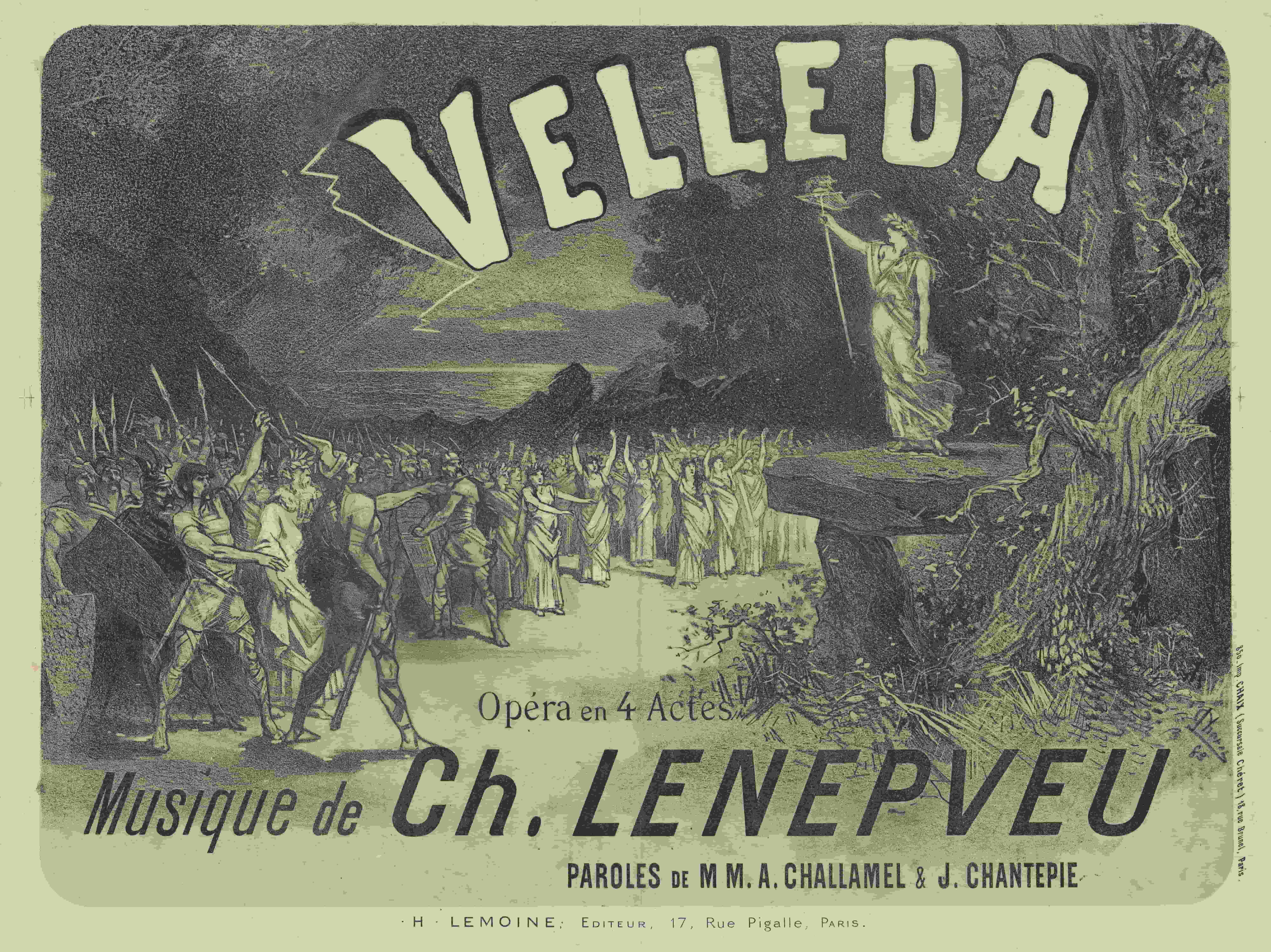 《Velleda》，四幕歌剧，音乐由 Ch. Lenepveu，M.M. 的话A. Chalamel 和 J. Chantepie》（Velleda, opera in 4 acts, music by Ch. Lenepveu, words by M.M. A. Chalamel & J. Chantepie）｜朱尔·谢雷 Jules Chéret｜1883