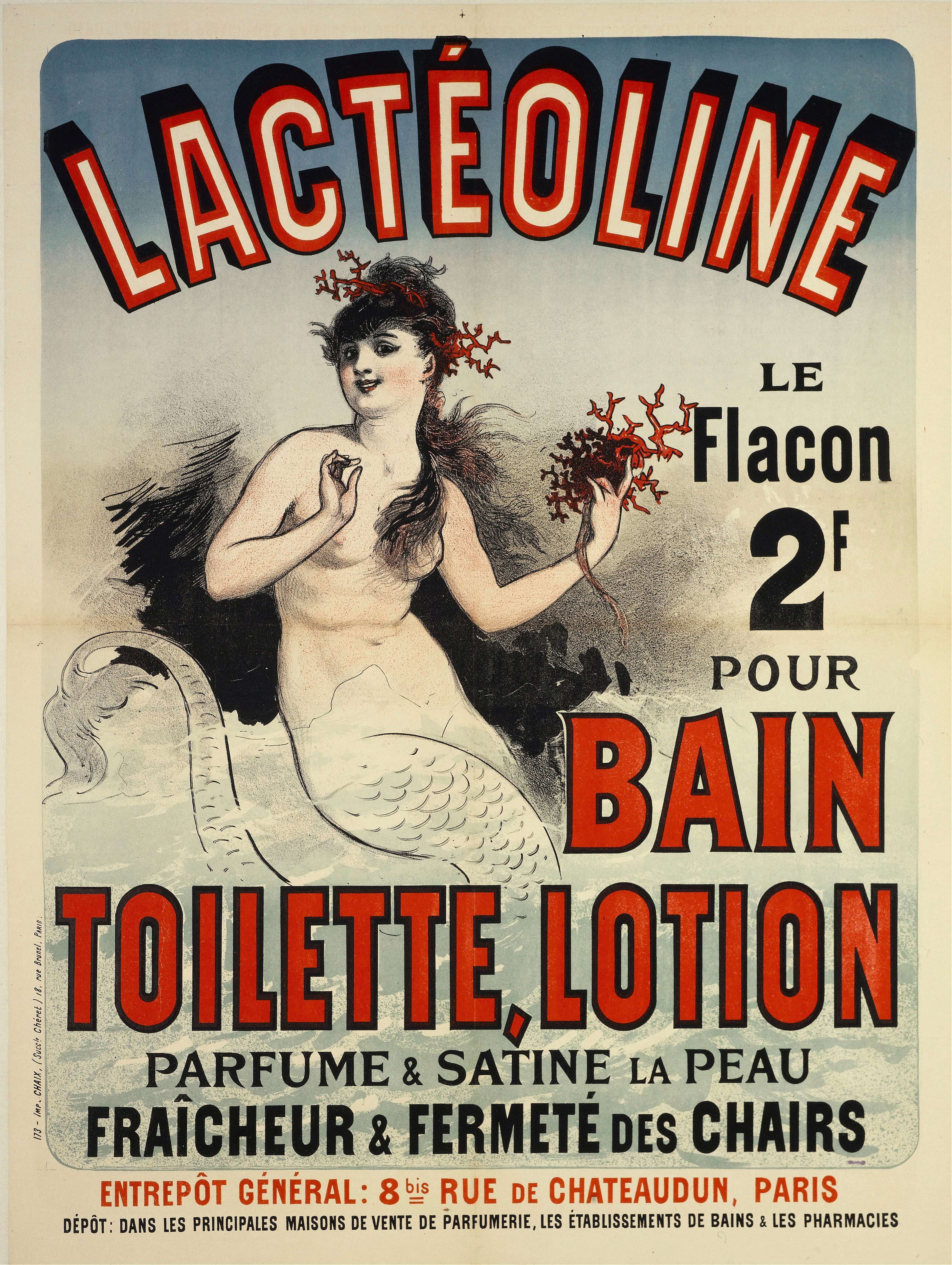 《Lacteoline、沐浴露、乳液》（Lacteoline, Bath Toilet, Lotion）｜朱尔·谢雷 Jules Chéret｜1884