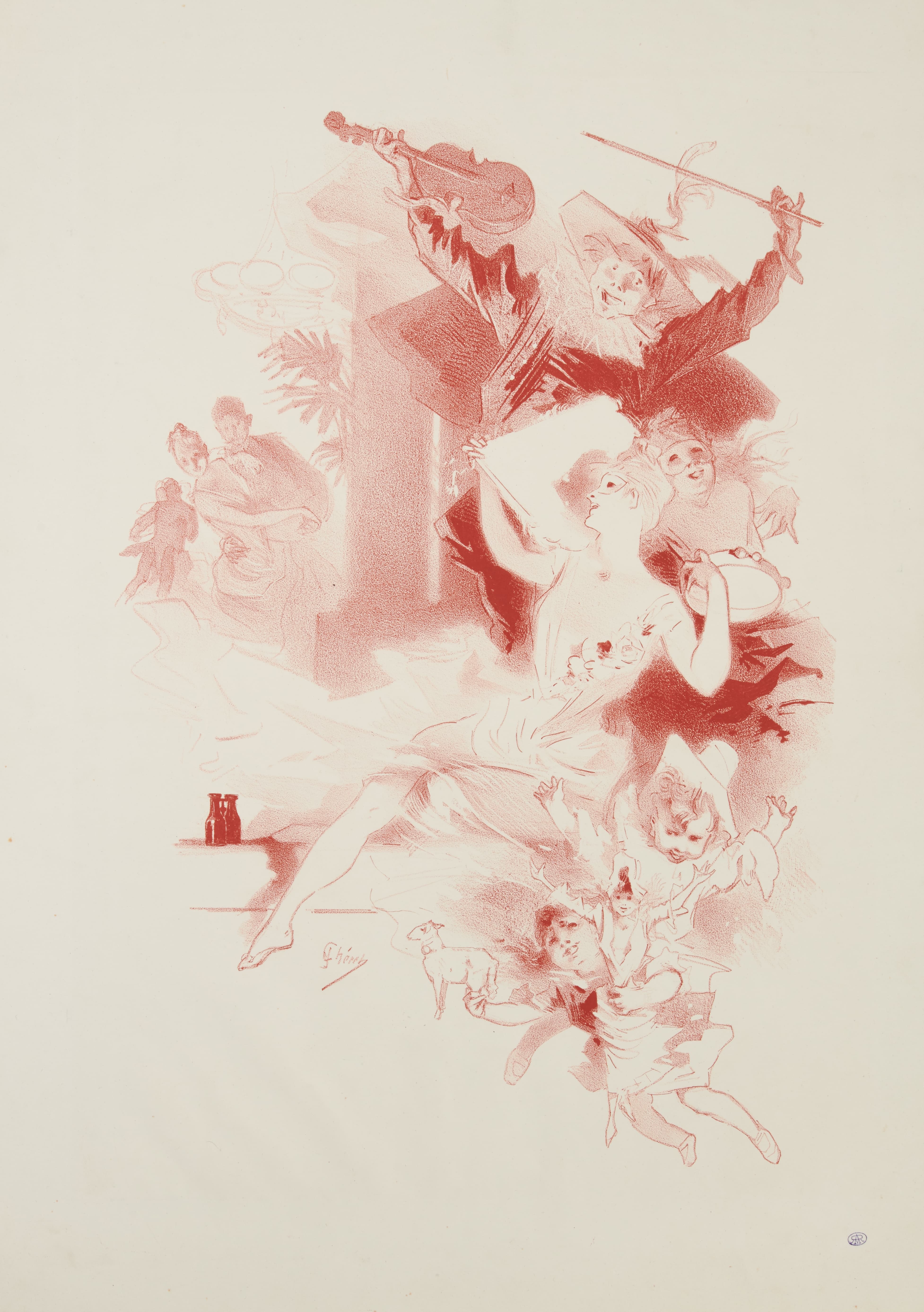 《哥伦拜恩和丑角》（Columbine And Harlequin）｜朱尔·谢雷 Jules Chéret｜1885–1895