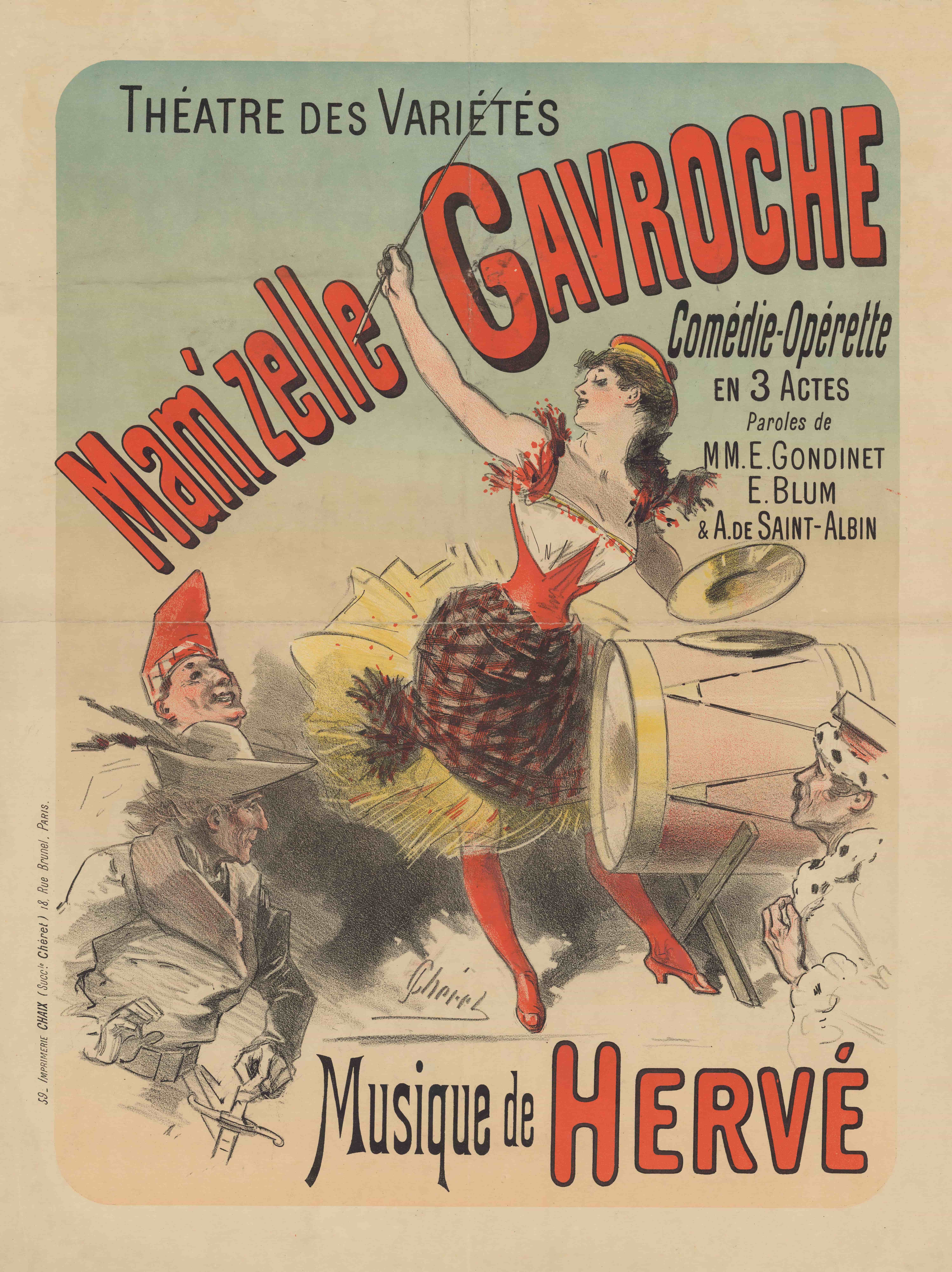 《综艺剧场。加弗洛什夫人》（Variety theater. Mam'zelle Gavroche）｜朱尔·谢雷 Jules Chéret｜1885