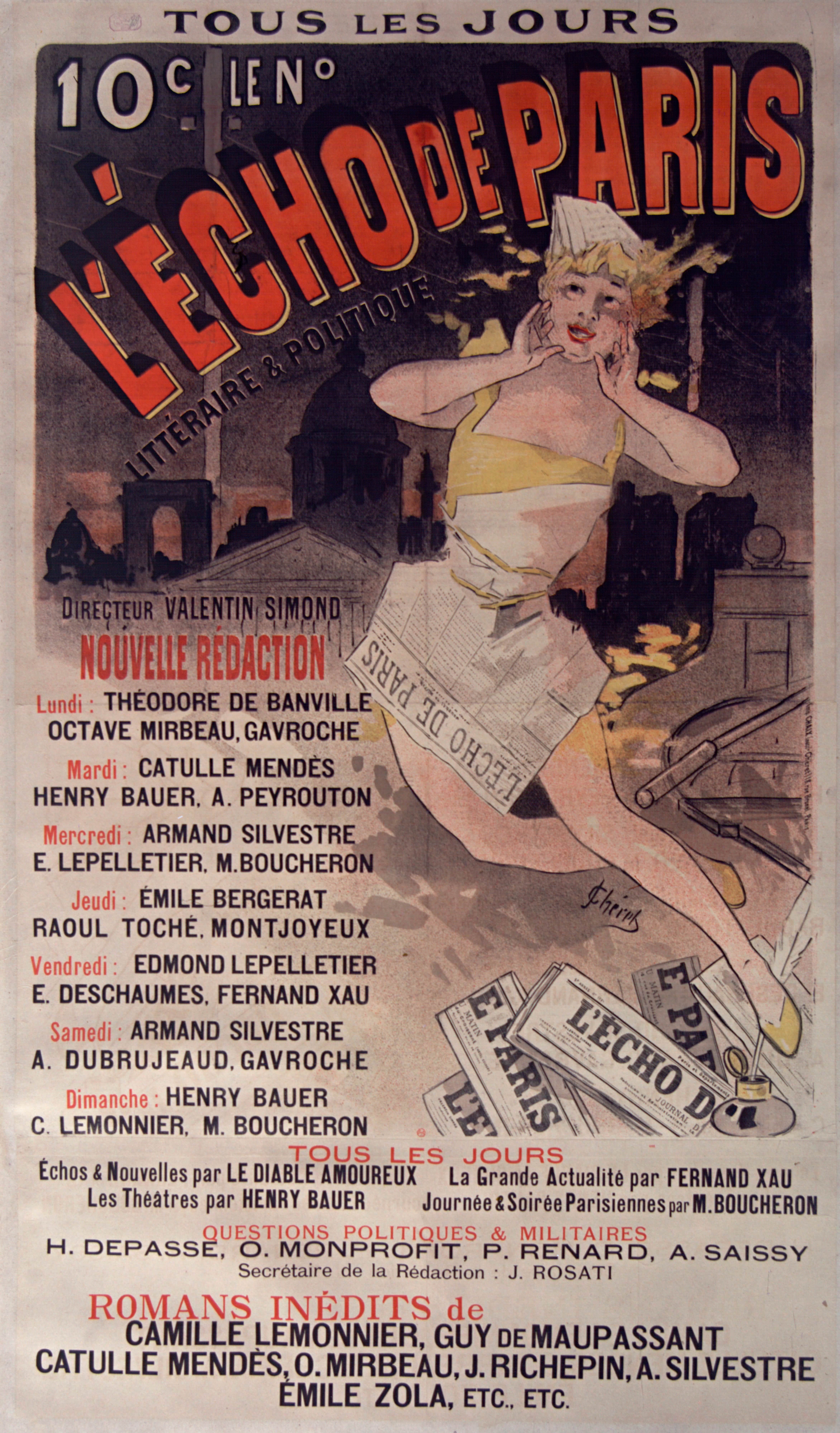 《每天，10c。巴黎的文学和政治回声》（Every day, 10c the n°. The Literary and Political Echo of Paris）｜朱尔·谢雷 Jules Chéret｜1888