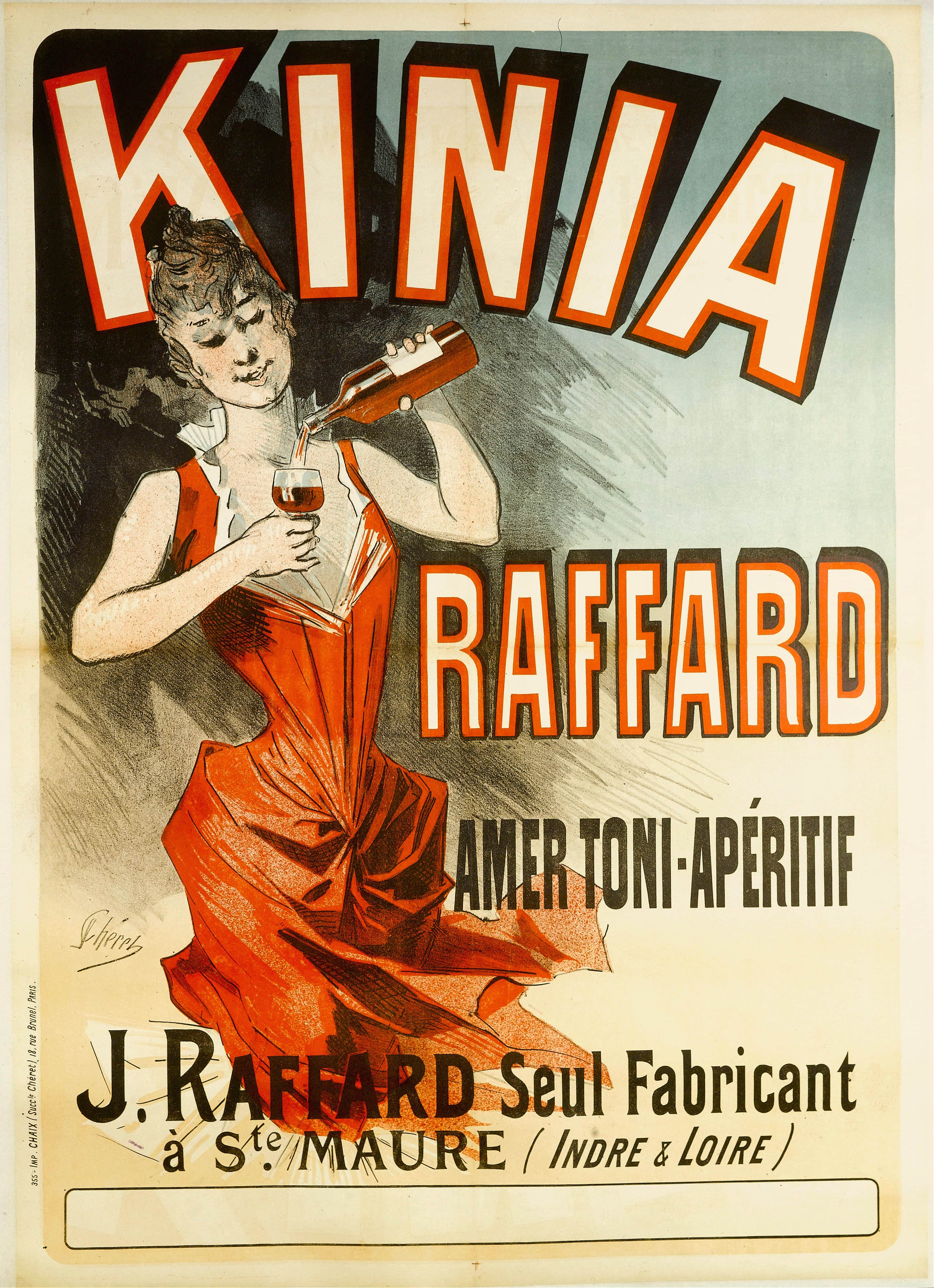 《Kinia Raffard，苦托尼开胃酒》（Kinia Raffard, Bitter Toni-Aperitif）｜朱尔·谢雷 Jules Chéret｜1888