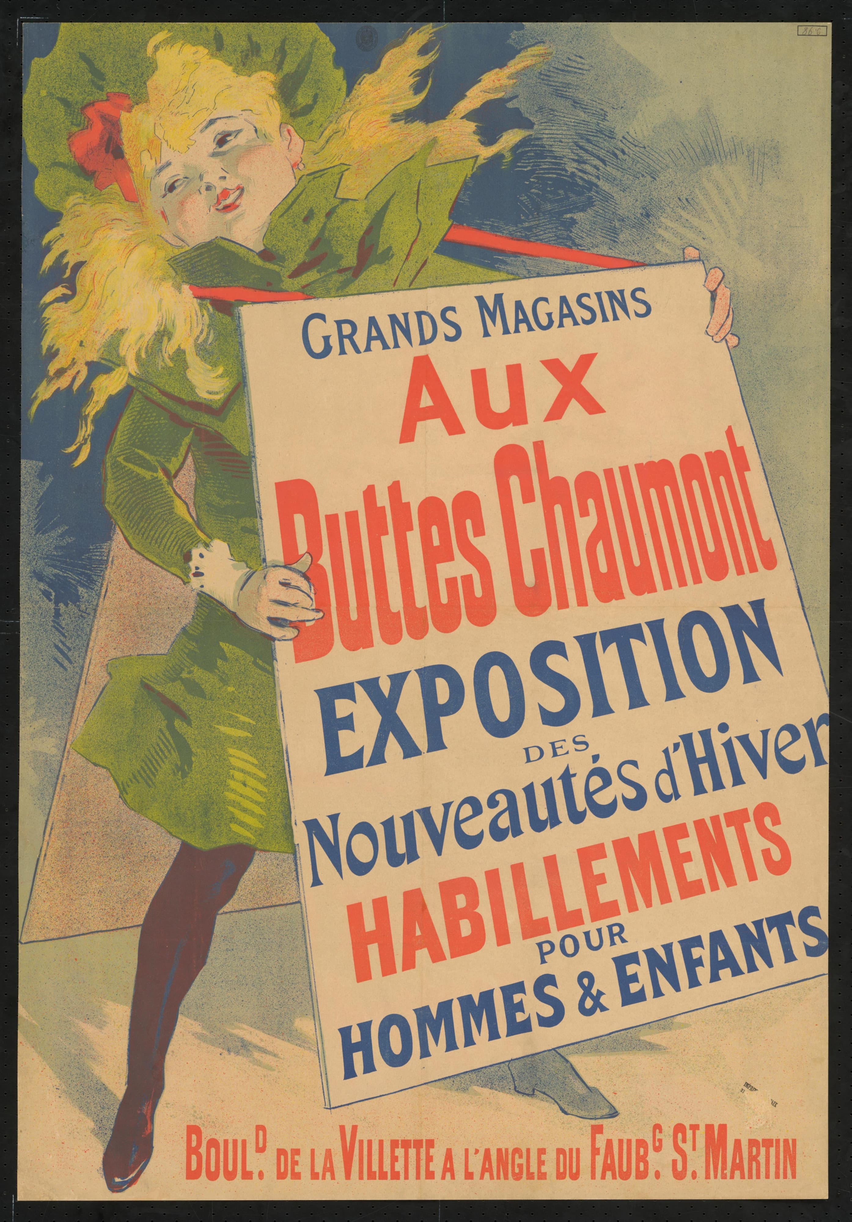 《肖蒙山庄杂志。冬季新品展示》（Grand Magazins Aux Buttes Chaumont. Exhibition of new winter products）｜朱尔·谢雷 Jules Chéret｜1890