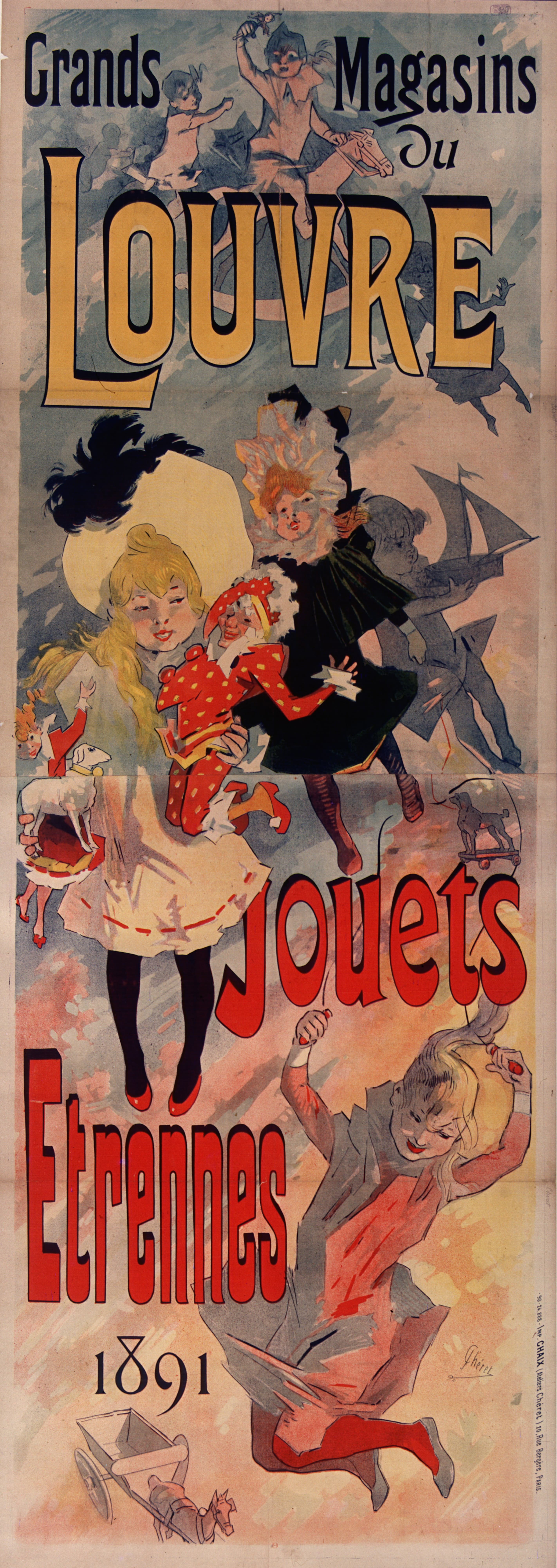 《卢浮宫百货公司。玩具，新年 1891》（Louvre department stores. Toys, New Years 1891）｜朱尔·谢雷 Jules Chéret｜1890