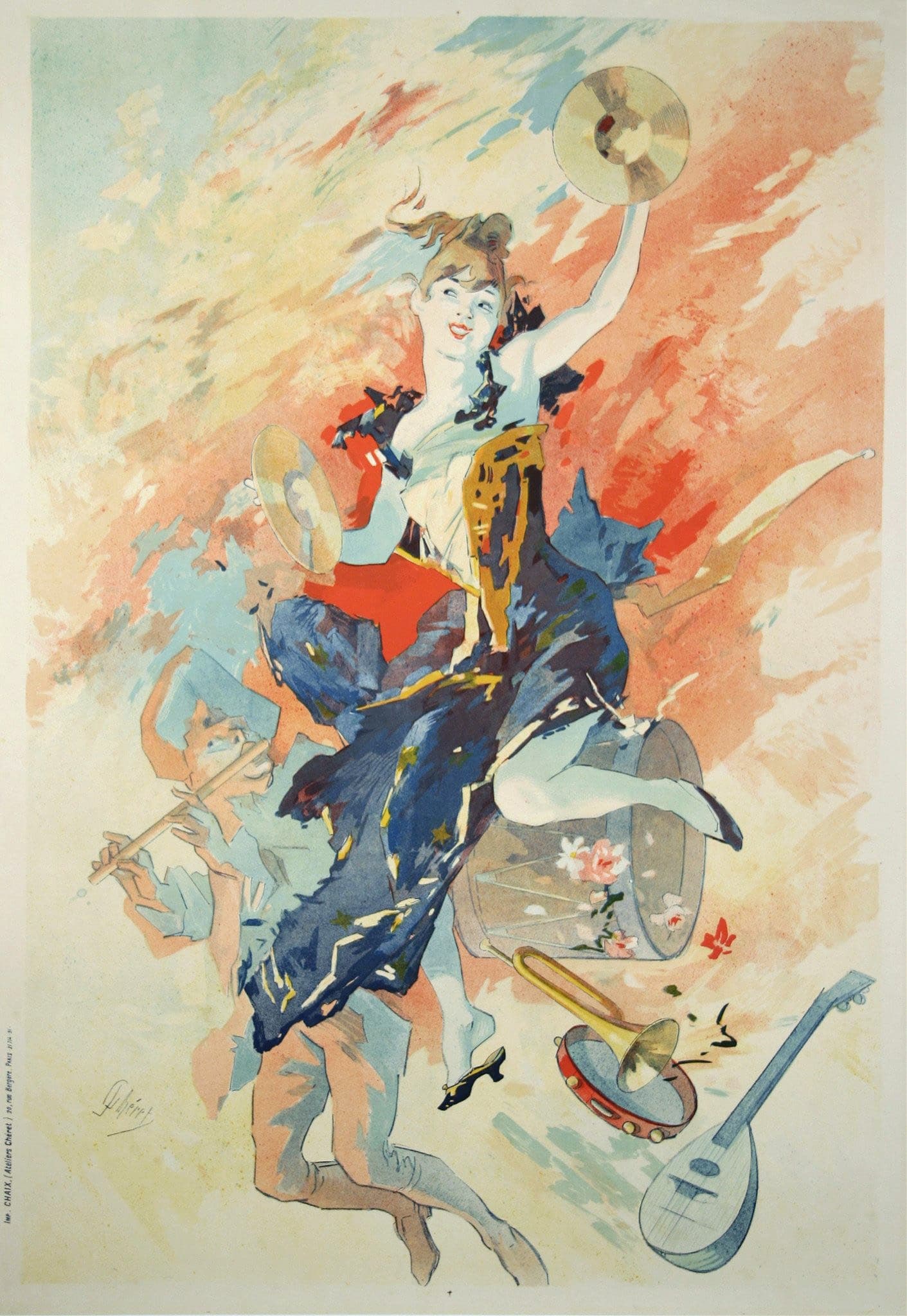《音乐的寓意》（Allegory of Music）｜朱尔·谢雷 Jules Chéret｜1891