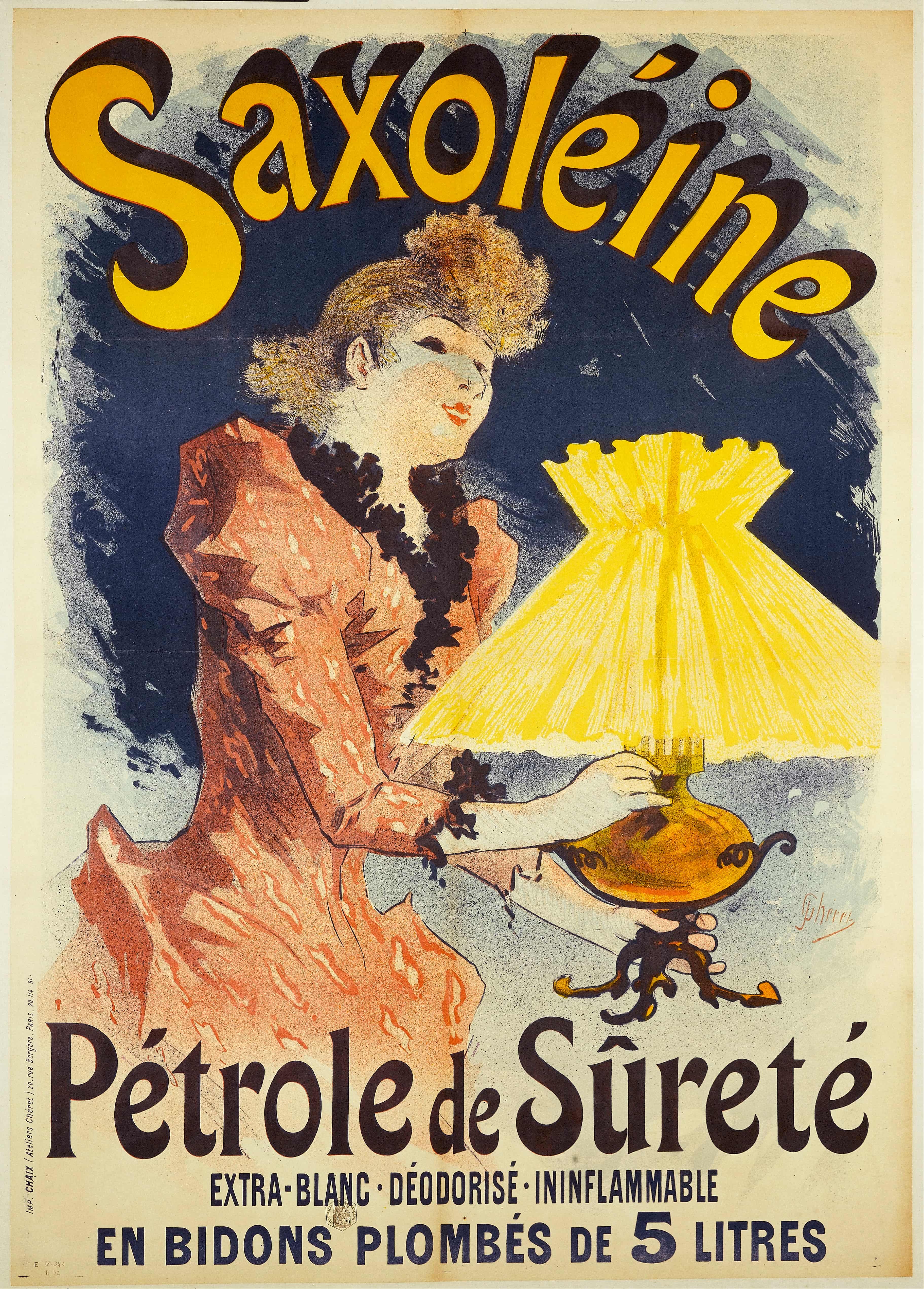 《石蜡油，安全油》（Saxolein, Safety Oil）｜朱尔·谢雷 Jules Chéret｜1891