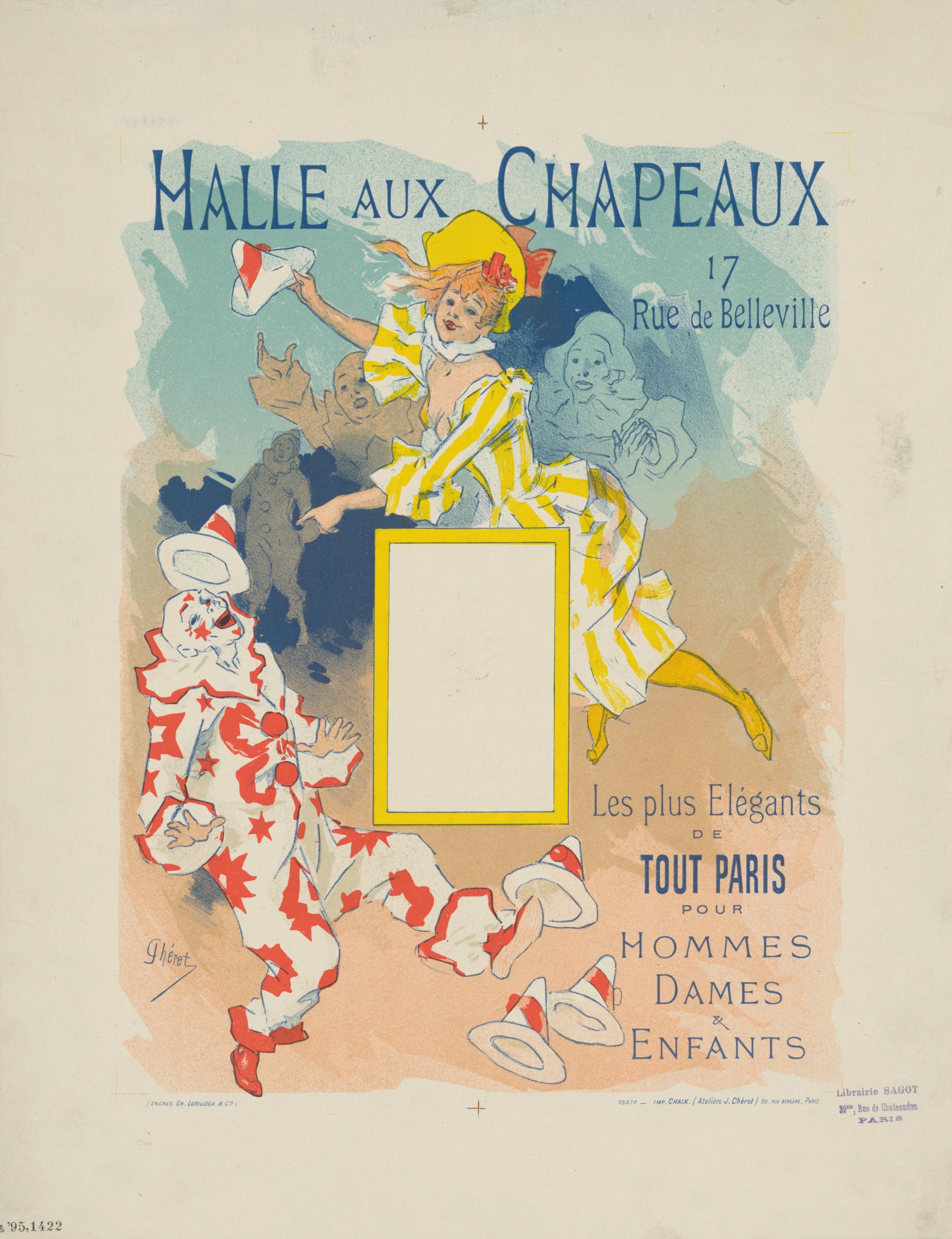 《帽子厅。巴黎最优雅的地方》（Hat Hall. The most elegant in all of Paris）｜朱尔·谢雷 Jules Chéret｜1892