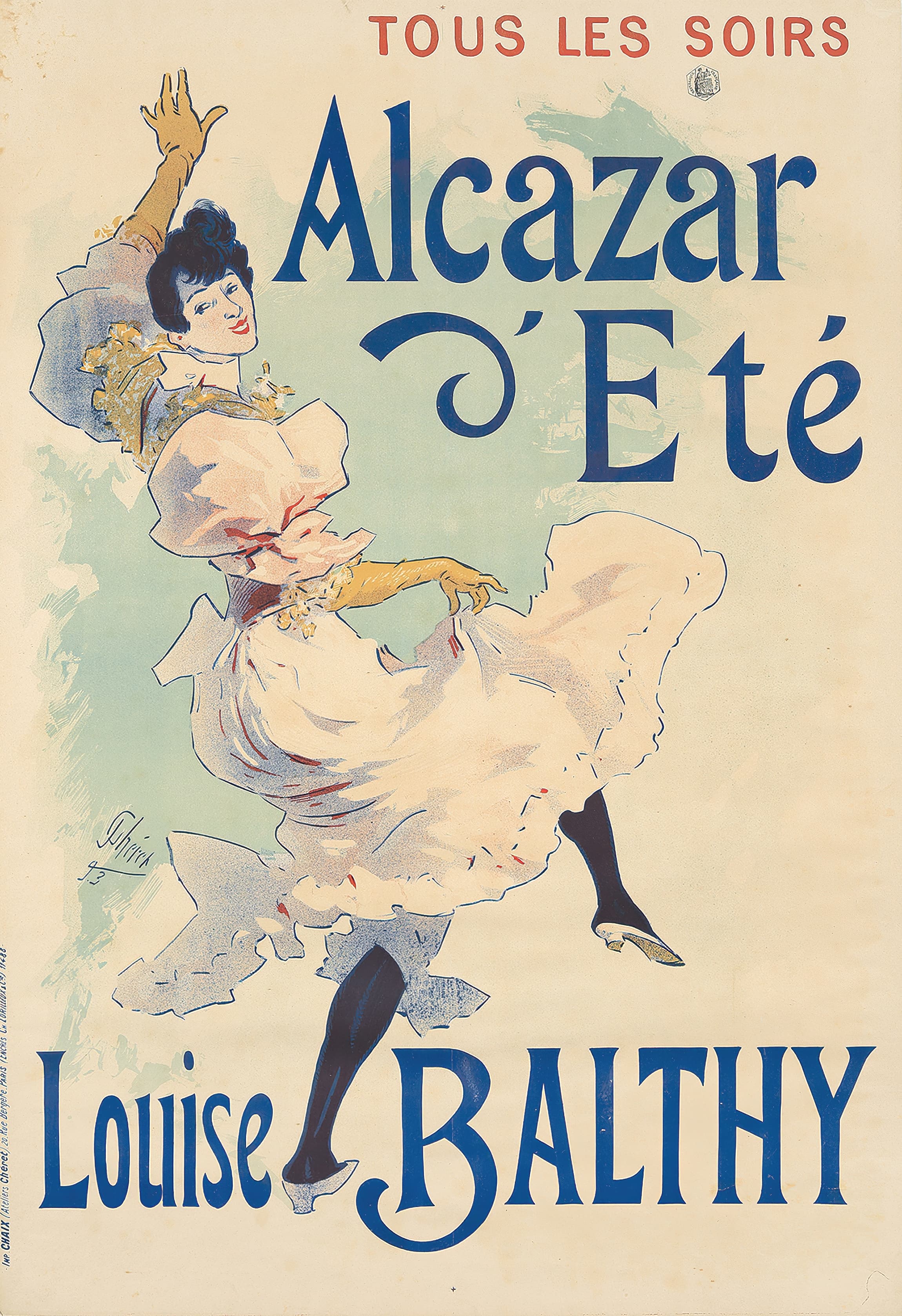 《夏日阿尔卡萨，路易丝·巴尔蒂》（Summer Alcazar, Louise Balthy）｜朱尔·谢雷 Jules Chéret｜1893