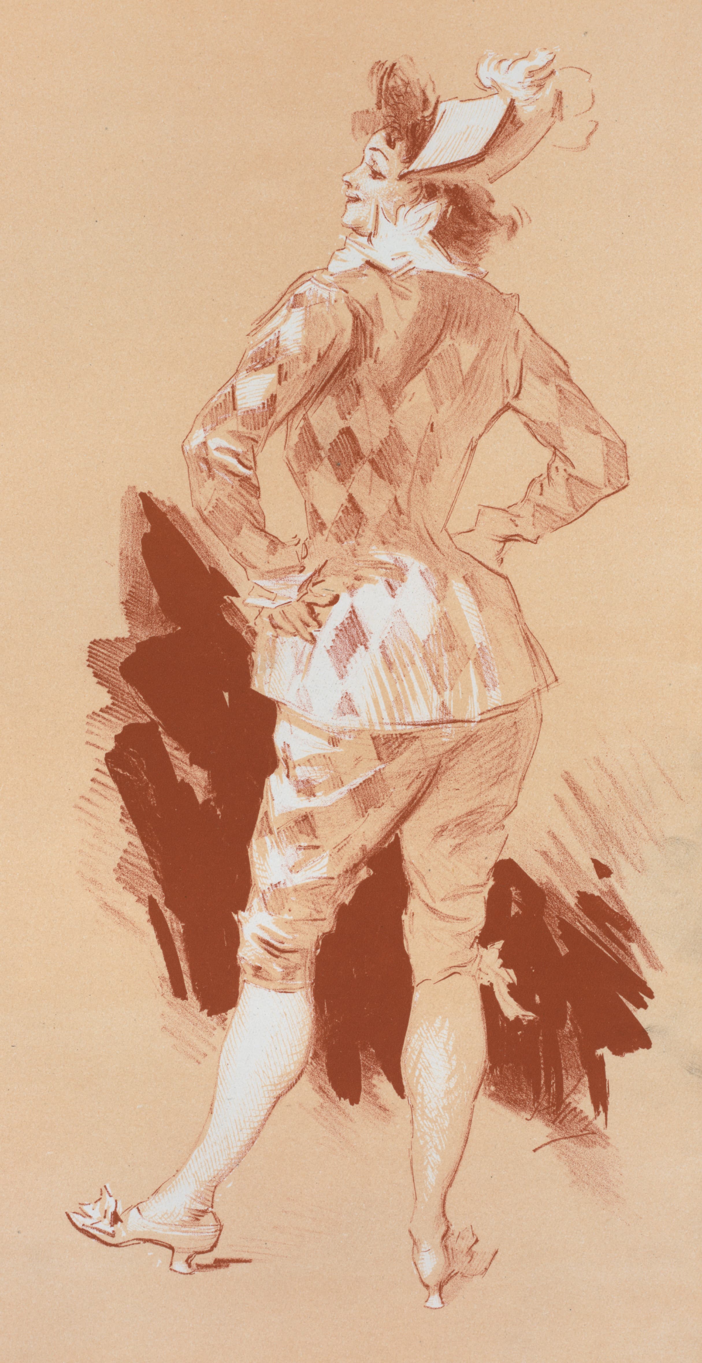 《Les Maîtres de l’Affiche》封面的原图。》（Original drawing for the cover of Les Maîtres de l'Affiche.）｜朱尔·谢雷 Jules Chéret｜1896