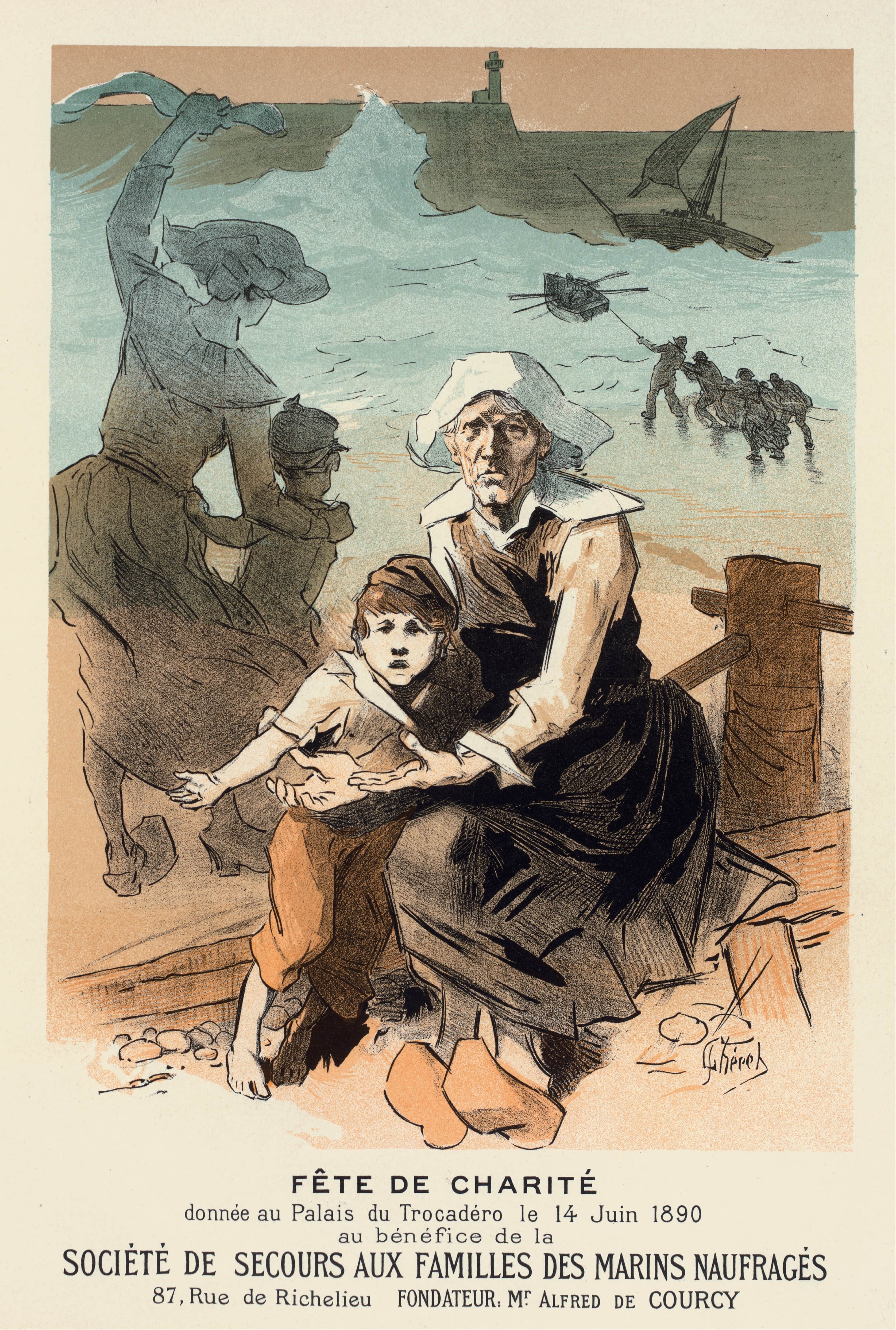 《遇难水手家庭救济协会》（Relief Society for Families of Shipwrecked Sailors）｜朱尔·谢雷 Jules Chéret｜1897