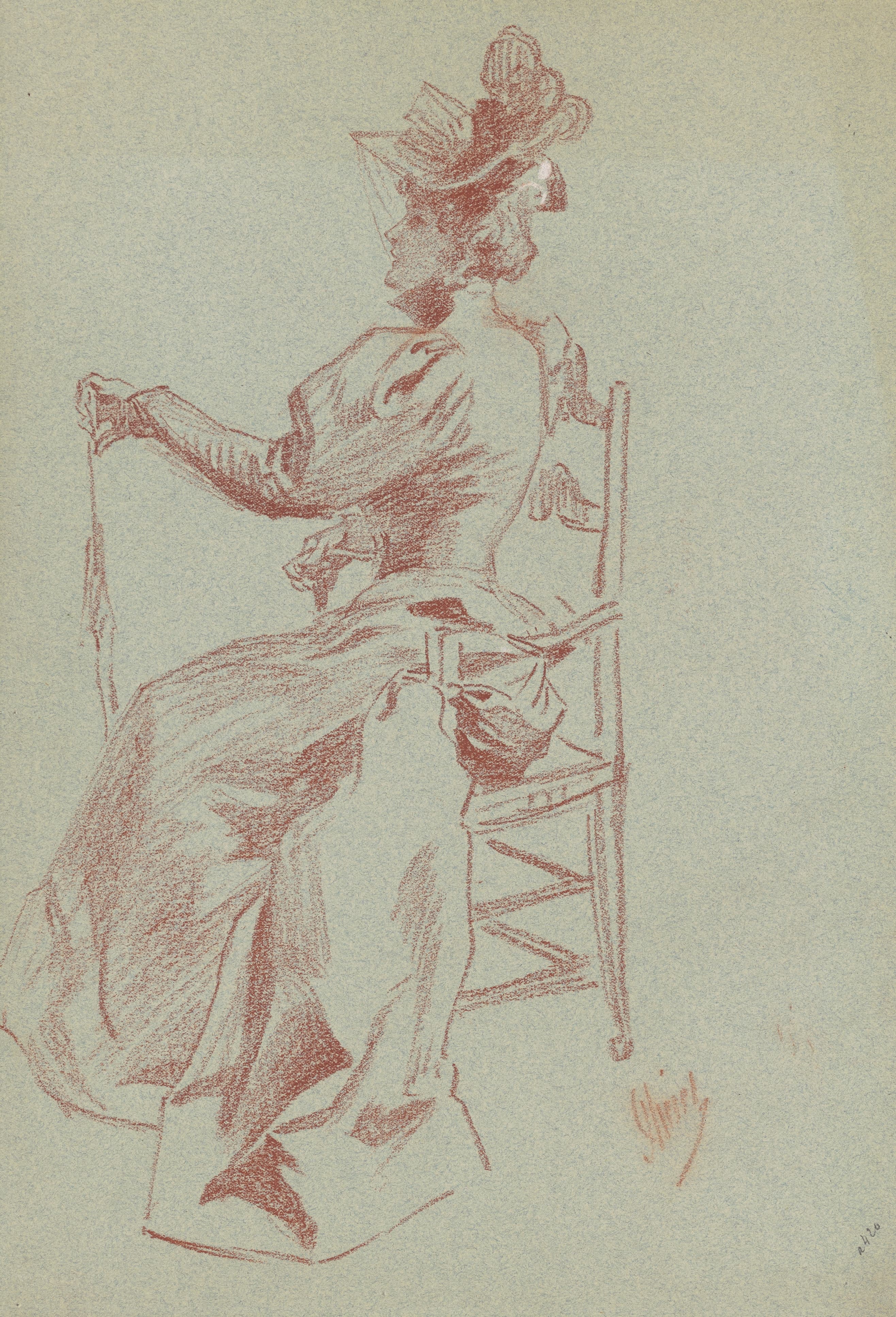 《优雅的女士坐在椅子上》（Elegant Lady Seated in a Chair）｜朱尔·谢雷 Jules Chéret｜约1900