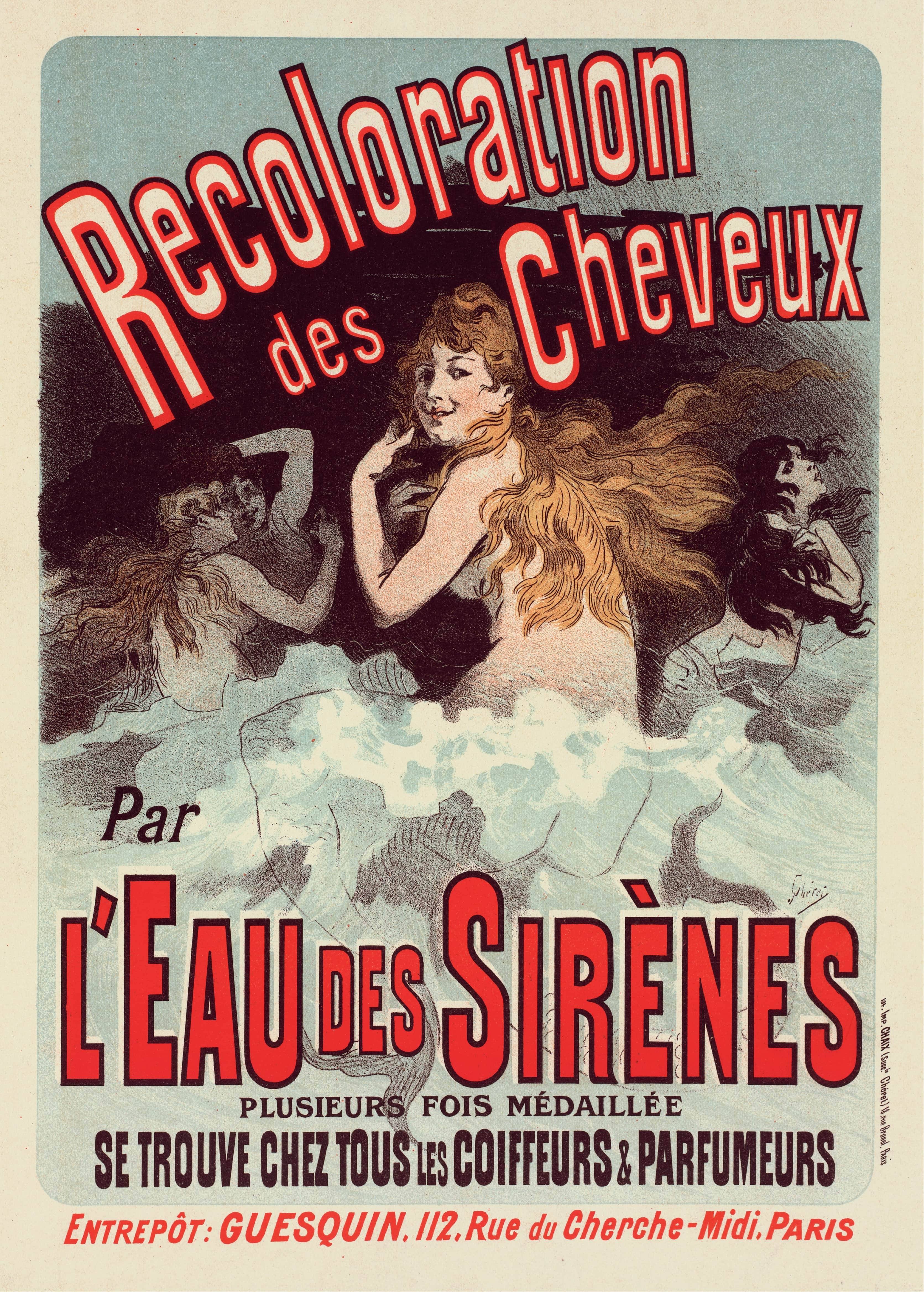 《美人鱼水》（Mermaid Water）｜朱尔·谢雷 Jules Chéret｜1900