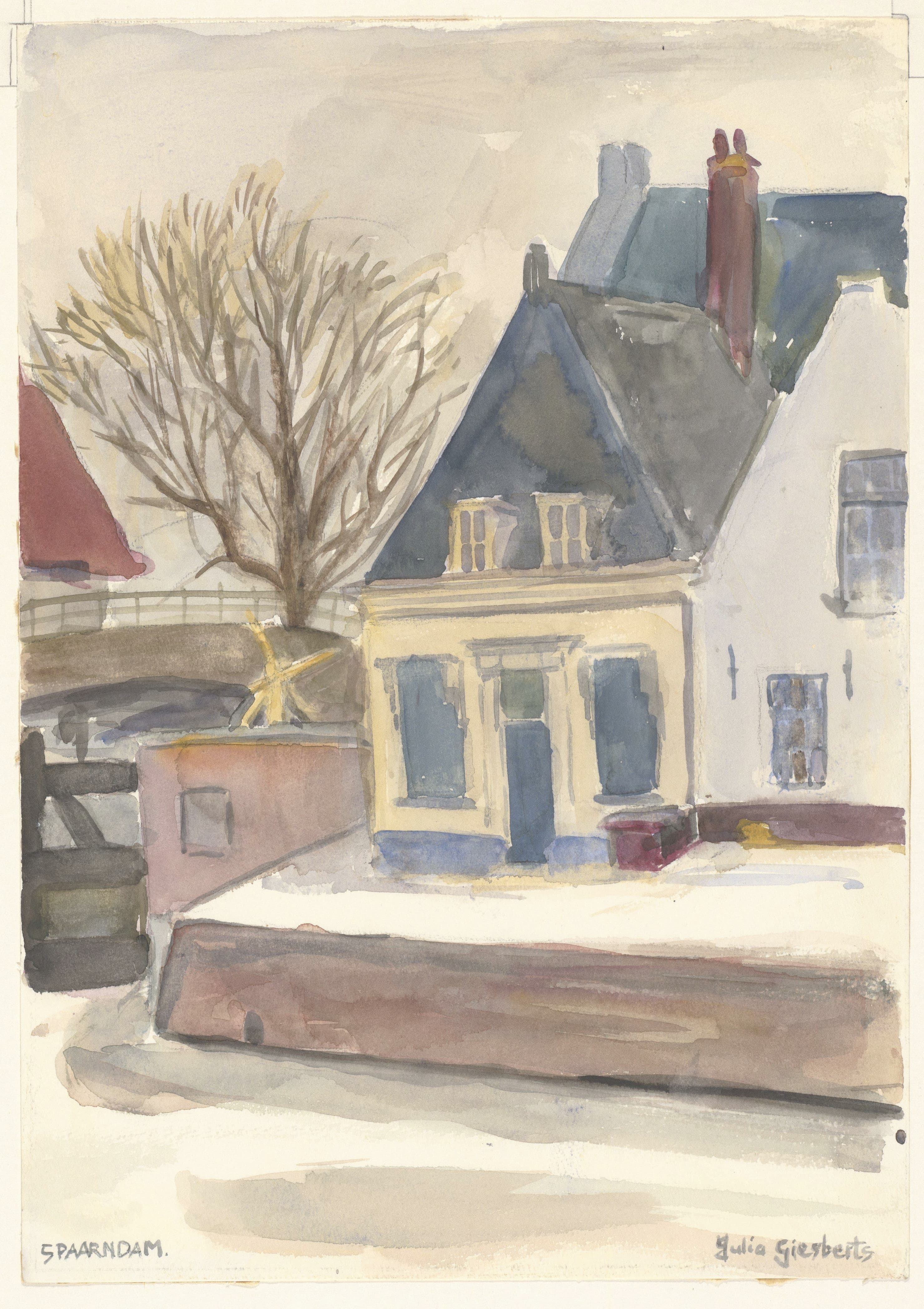 《冬天的斯帕恩丹，左边有一个锁门》（Spaarndam in winter, a lock gate on the left）｜朱莉娅·吉斯贝茨 Julia Giesberts｜不明