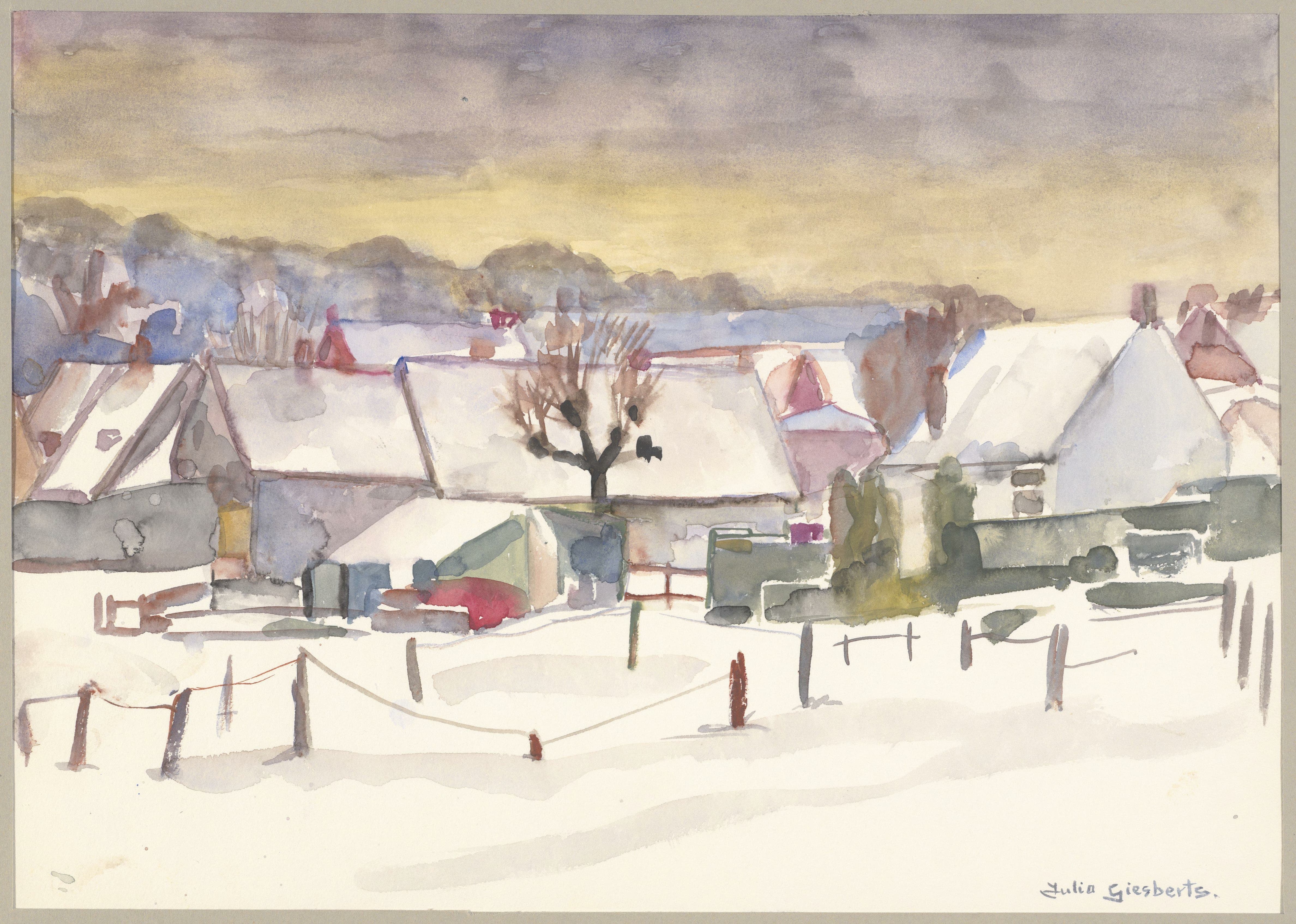 《本尼布鲁克冬季城市景观》（Winter cityscape of Bennebroek）｜朱莉娅·吉斯贝茨 Julia Giesberts｜不明
