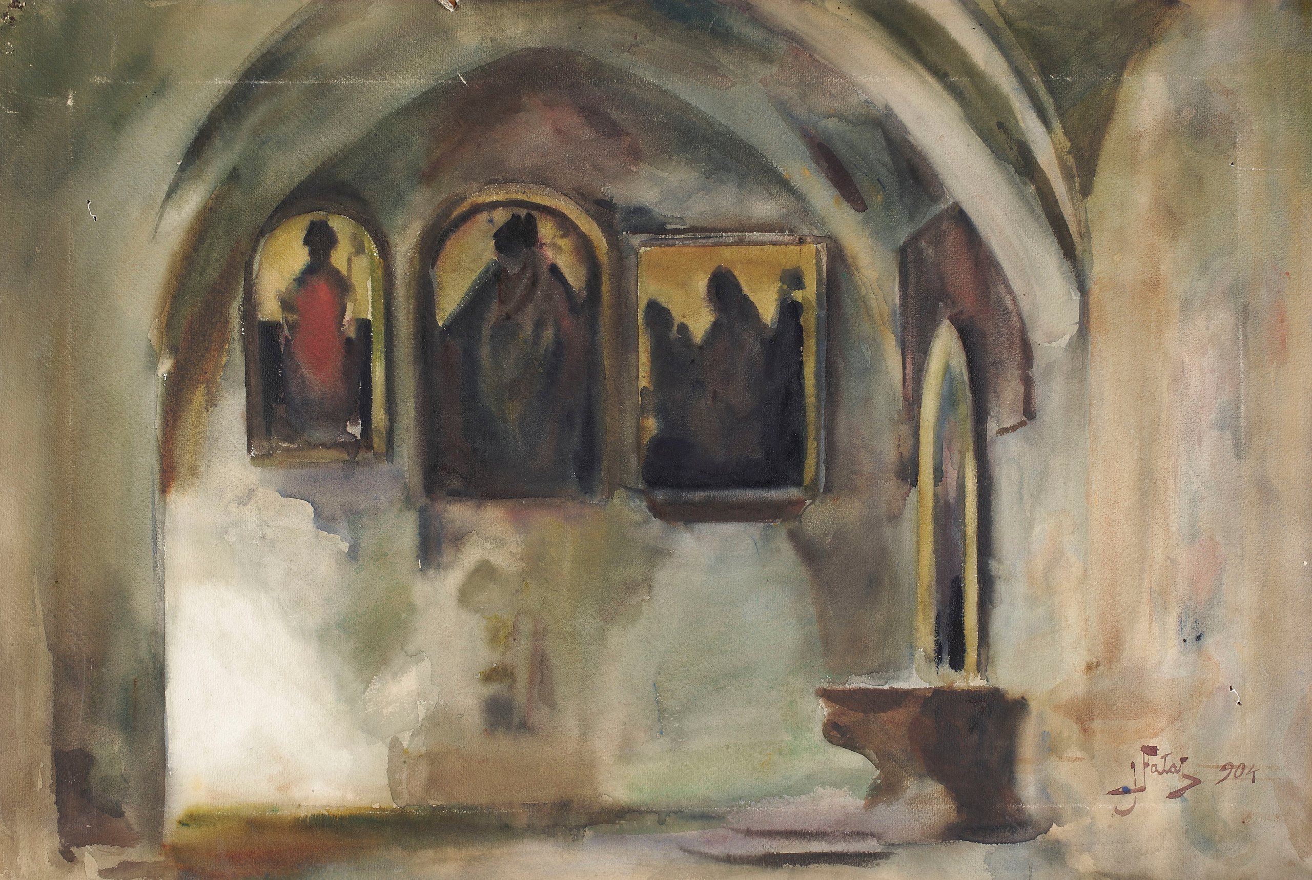 《克拉科夫方济各会教堂回廊》（Cloister of the Franciscan Church in Krakow）｜尤利安·法瓦特 Julian Fałat｜1904