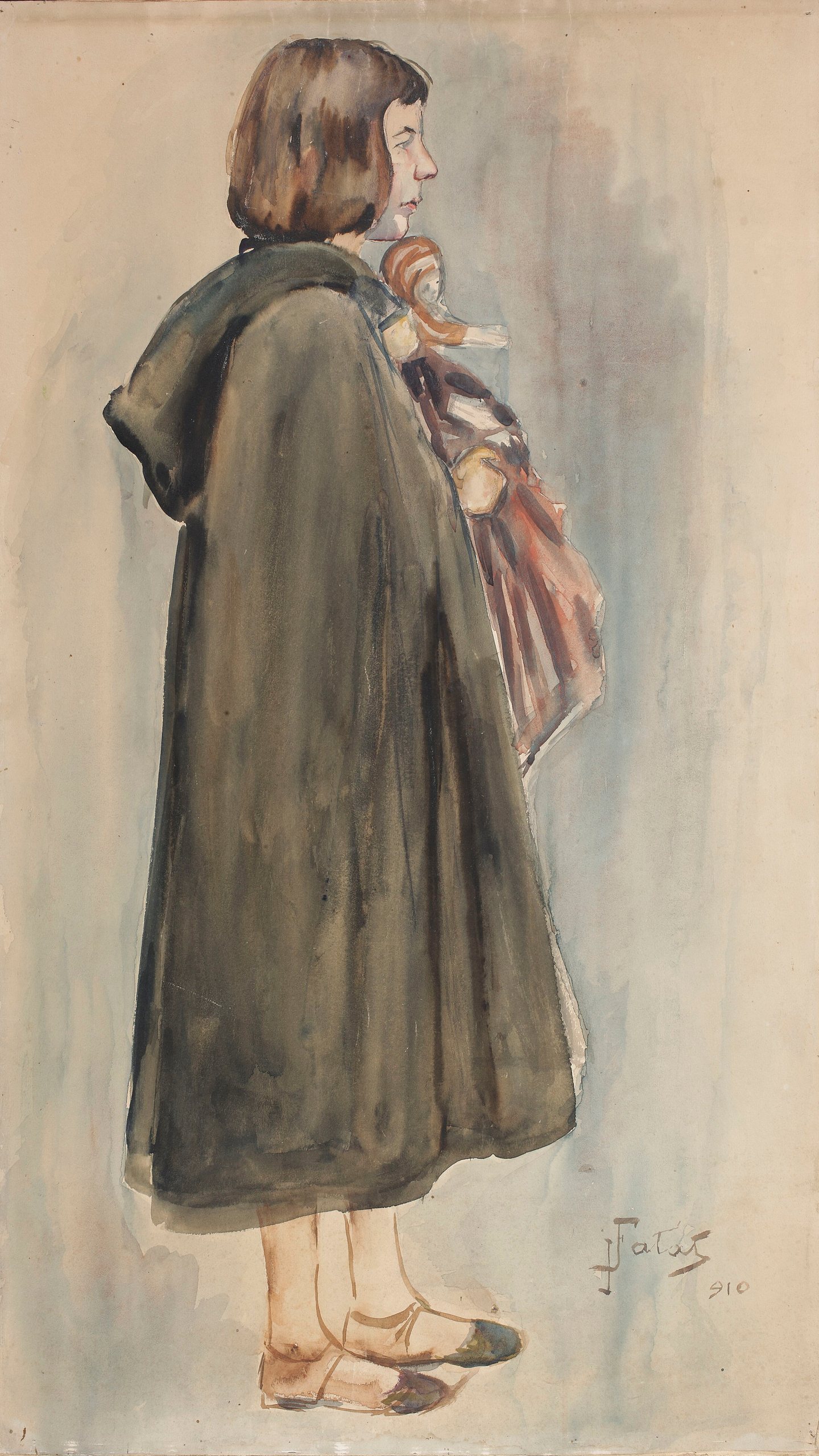 《抱玩偶的女儿库卡肖像》（Portrait of daughter Kuka with a doll）｜尤利安·法瓦特 Julian Fałat｜1910