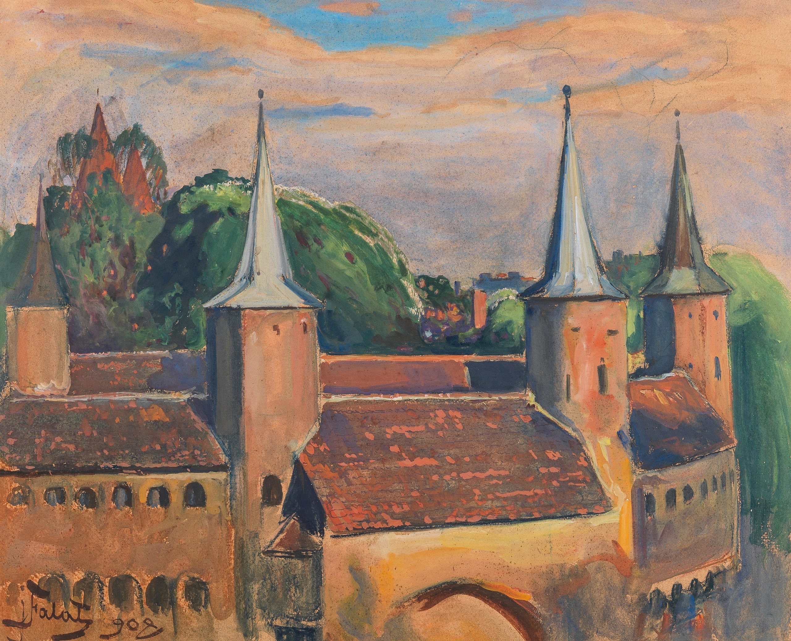 《克拉科夫瓮城》（The Kraków Barbican）｜尤利安·法瓦特 Julian Fałat｜1908