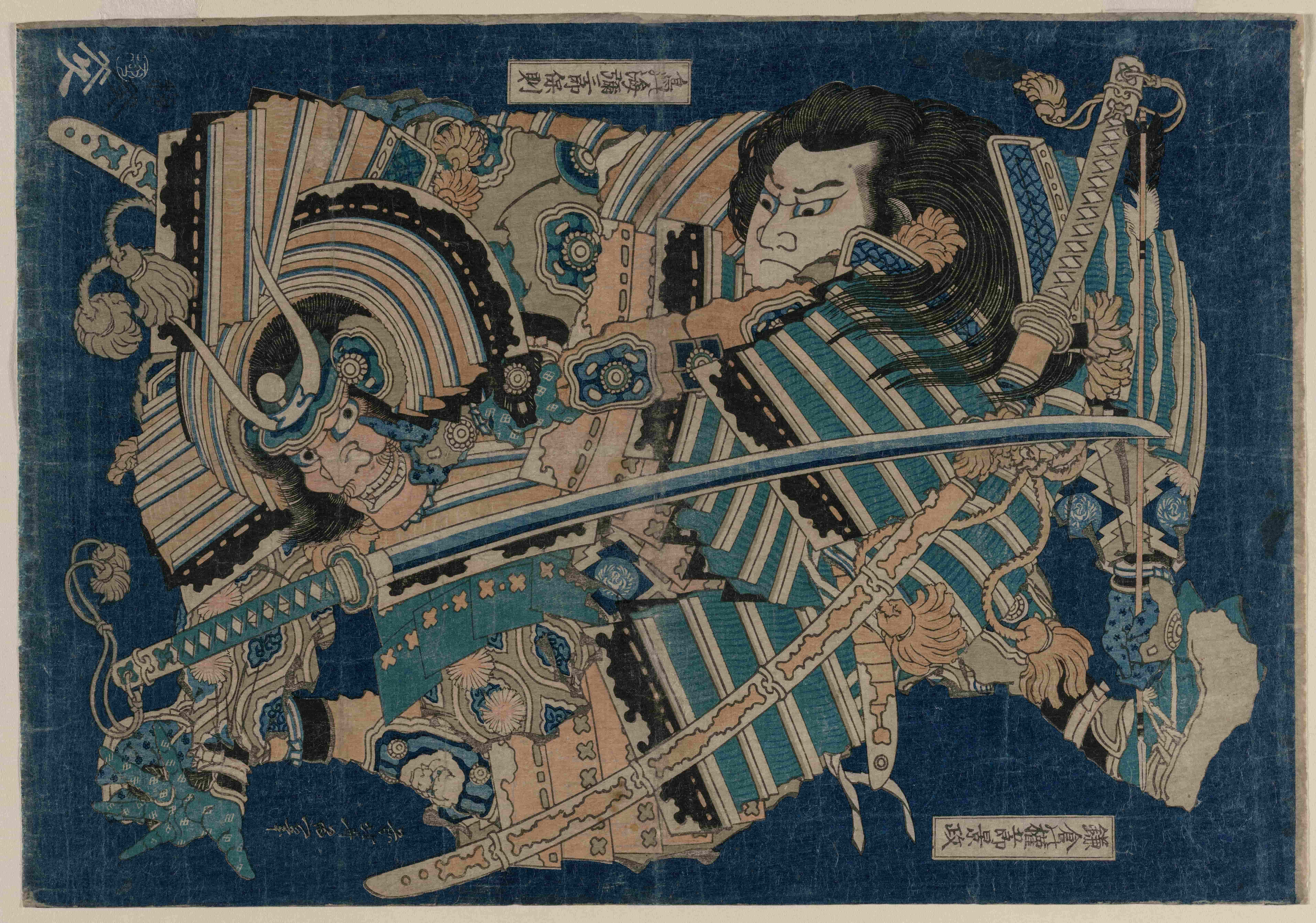 《镰仓源五郎夺取鸟海多三郎》（Kamakura no Gengoro Seizing Torinoumi Tasaburo）｜葛饰北斋 Katsushika Hokusai｜1830年代初