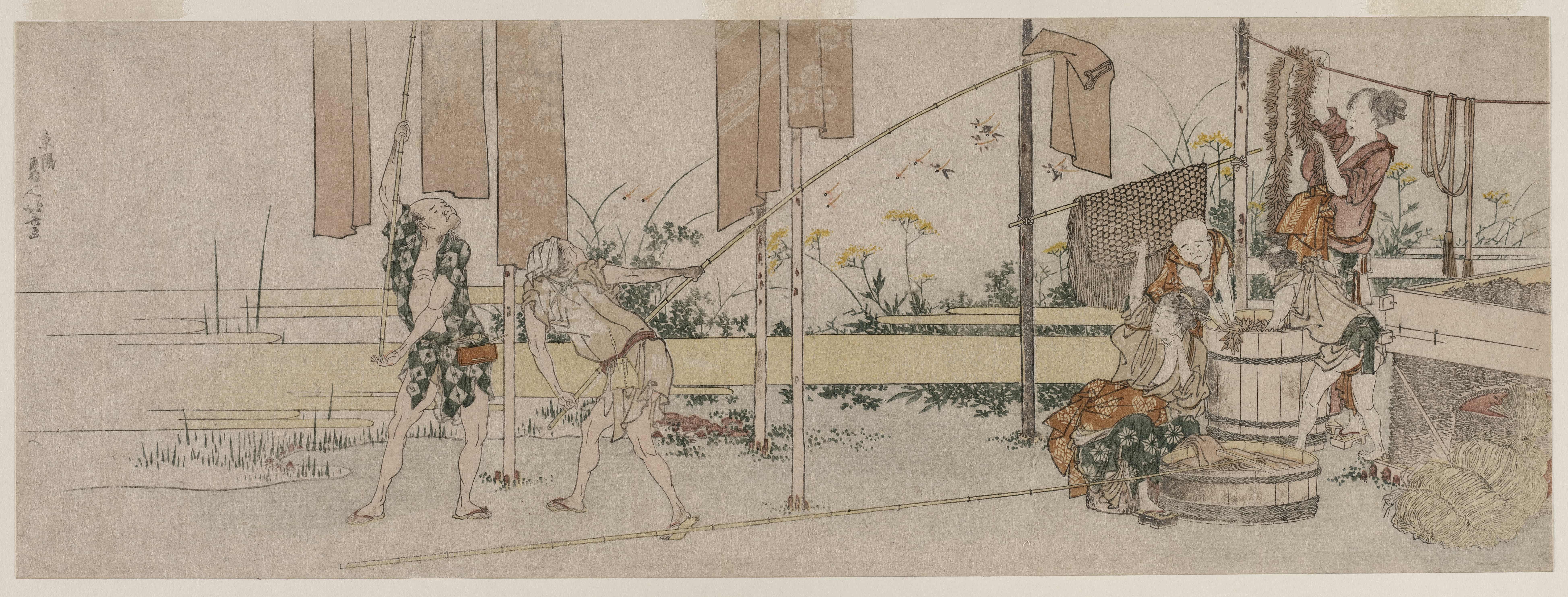 《染工在工作》（Dyers at Work）｜葛饰北斋 Katsushika Hokusai｜c. 1800