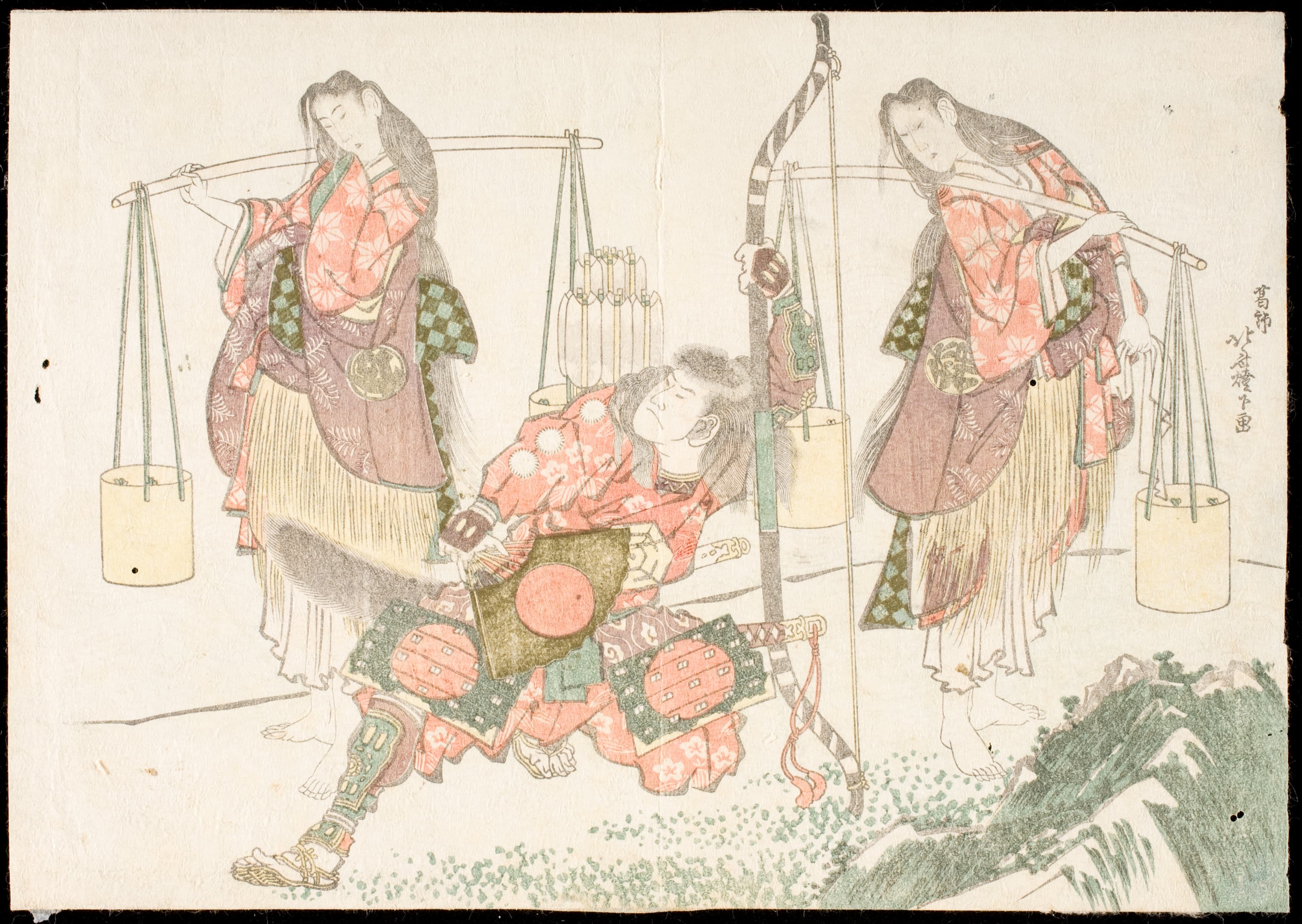 《源为友与两个盐采集者》（Minamoto no Tametomo and Two Salt Gatherers）｜葛饰北斋 Katsushika Hokusai｜约 1808