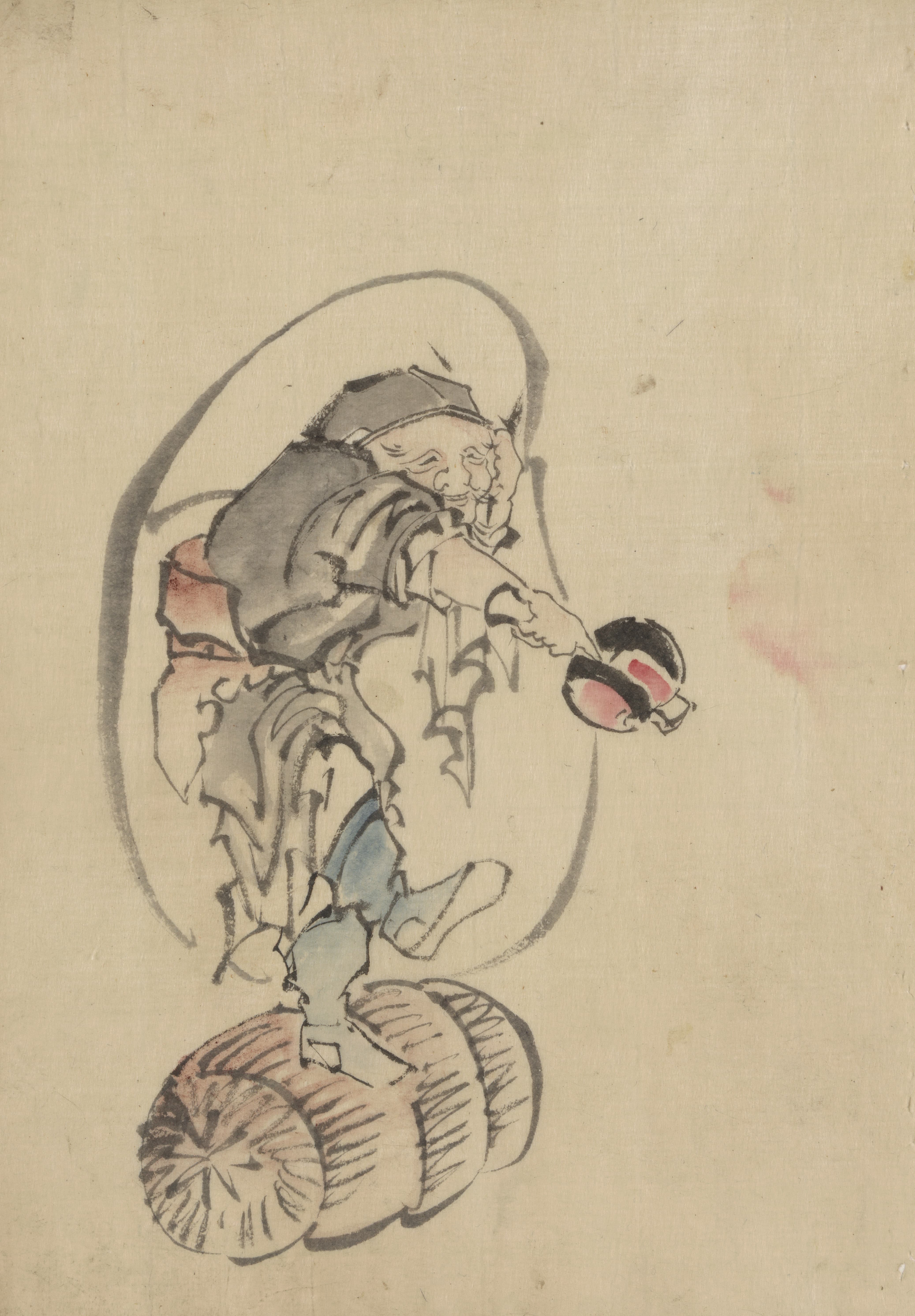 《布袋，幸运之神》（Hotei, the god of good fortune）｜葛饰北斋 Katsushika Hokusai｜1830-1850