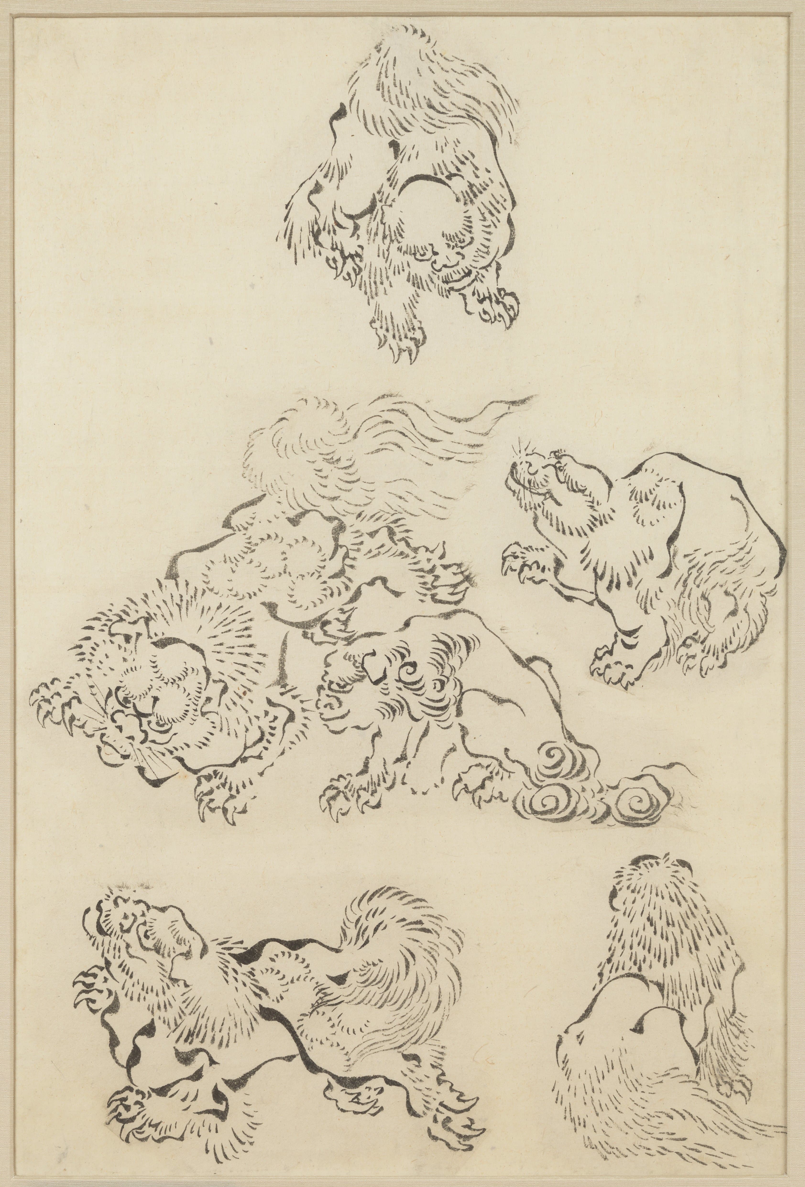 《六狮子》（Six Lions）｜葛饰北斋 Katsushika Hokusai｜19世纪
