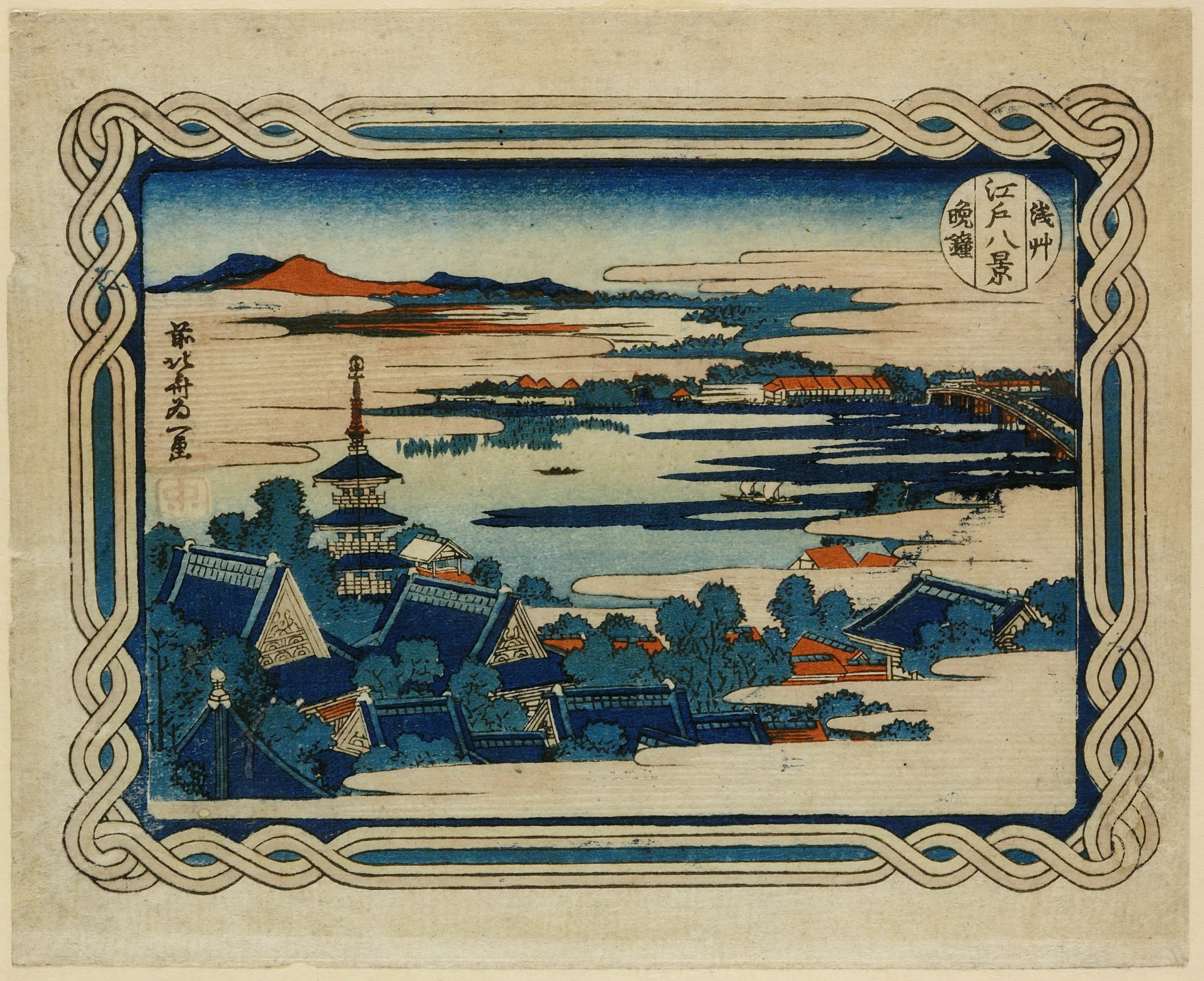 《浅草的傍晚钟声》（Evening bell in Asakusa）｜葛饰北斋 Katsushika Hokusai｜19世纪初