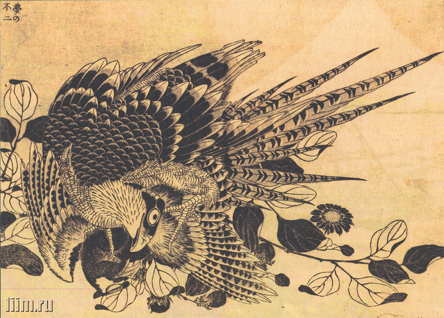 《《富岳百景》第042图：富士和鸟》（42. Fuji and the bird）｜葛饰北斋 Katsushika Hokusai｜1835-1847