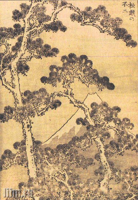 《《富岳百景》第046图：松树后面的富士》（46. Fuji behind the pine trees）｜葛饰北斋 Katsushika Hokusai｜1835-1847