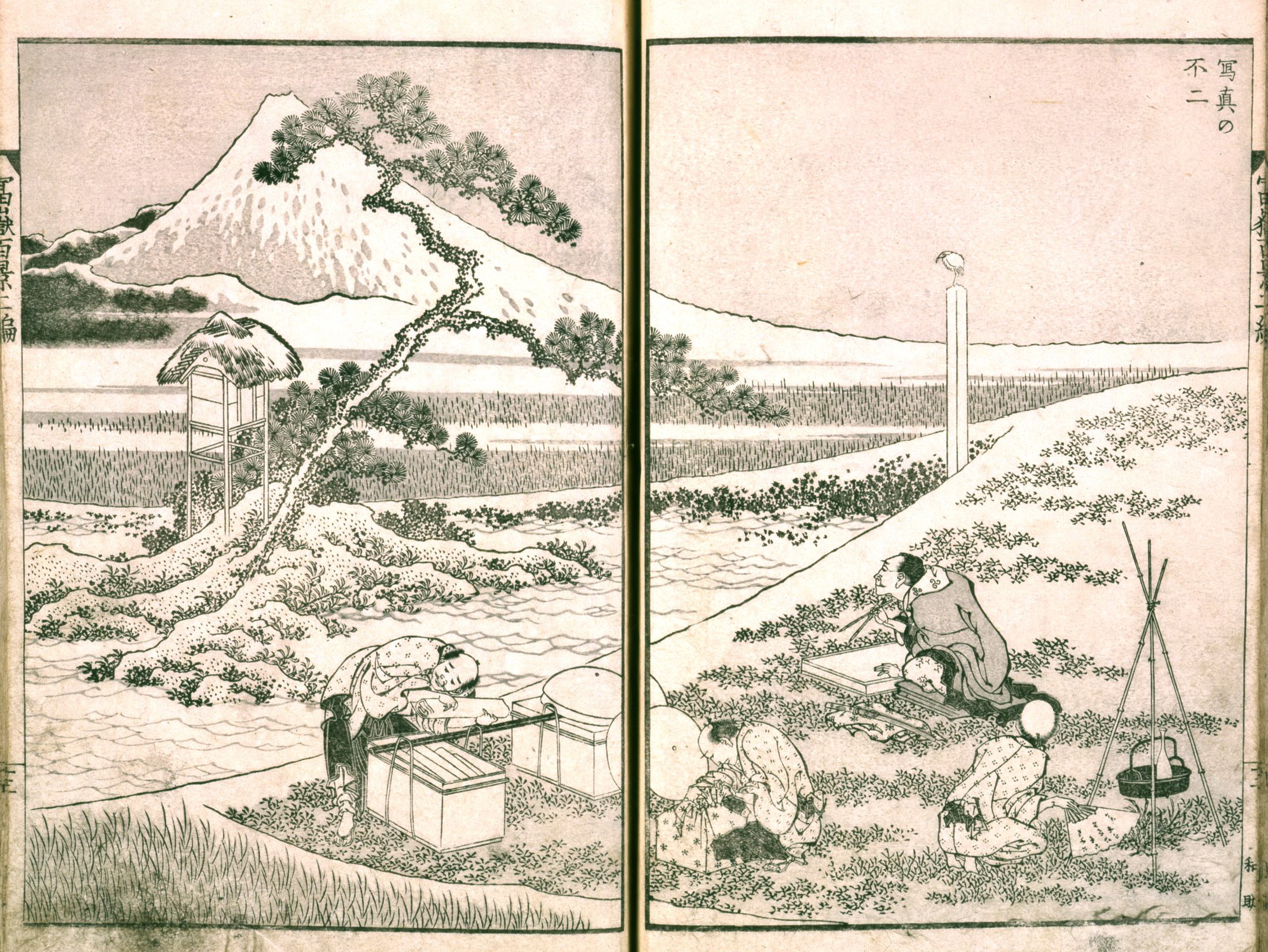《《富岳百景》第047图：画富士的艺术家》（47.An artist painting Fuji）｜葛饰北斋 Katsushika Hokusai｜1835-1847