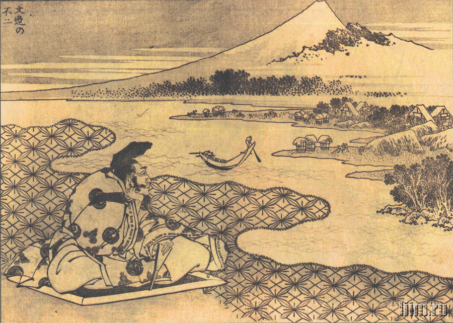 《《富岳百景》第057图：哲学家与富士》（57. Philosopher and Fuji）｜葛饰北斋 Katsushika Hokusai｜1835-1847