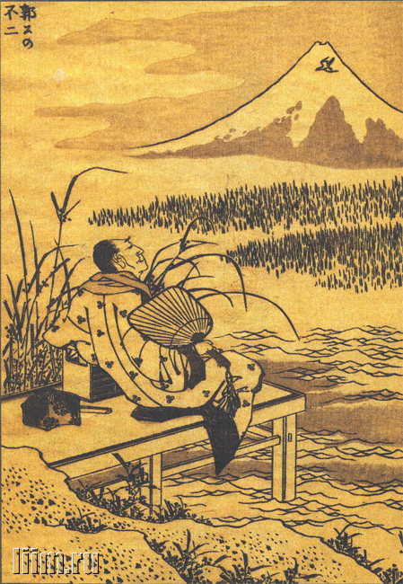 《《富岳百景》第095图：欣赏富士和月亮》（95. Admiring Fuji and the moon）｜葛饰北斋 Katsushika Hokusai｜1835-1847