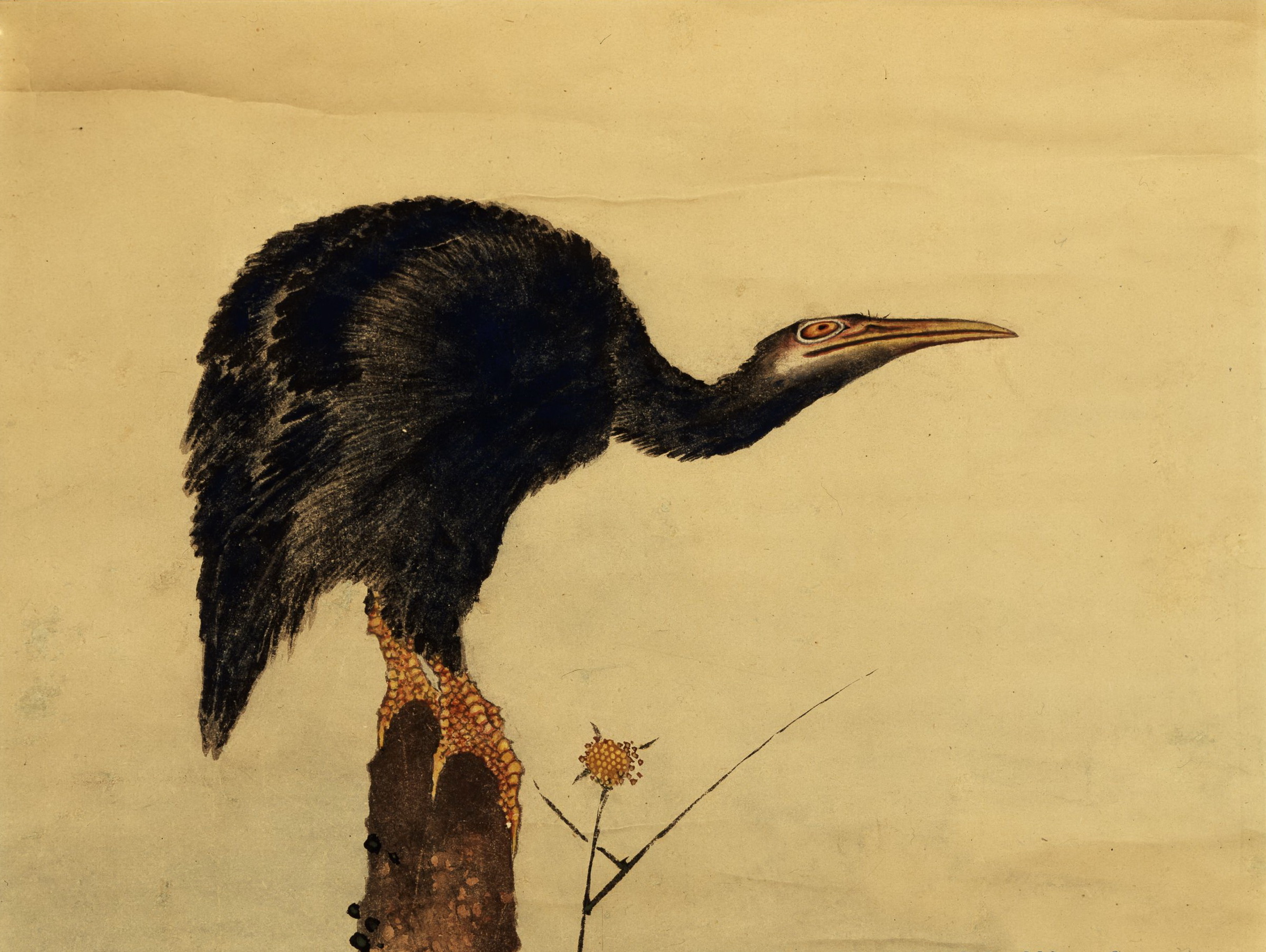《防波堤上的鸬鹚1847年细节》（Cormorant on the breakwater 1847 detail）｜葛饰北斋 Katsushika Hokusai｜1847