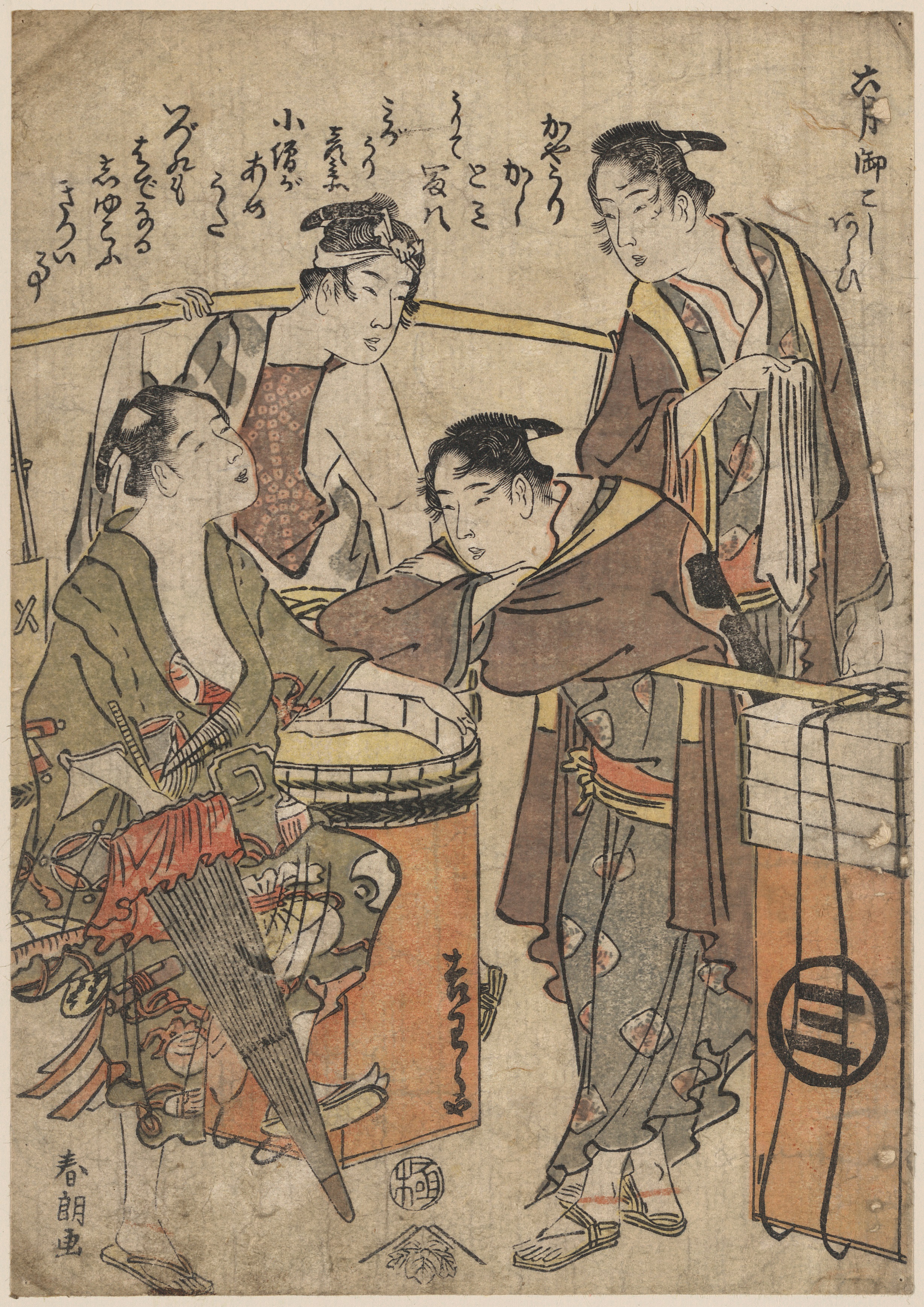 花吉原系列约1792年6月. 清扫寺庙